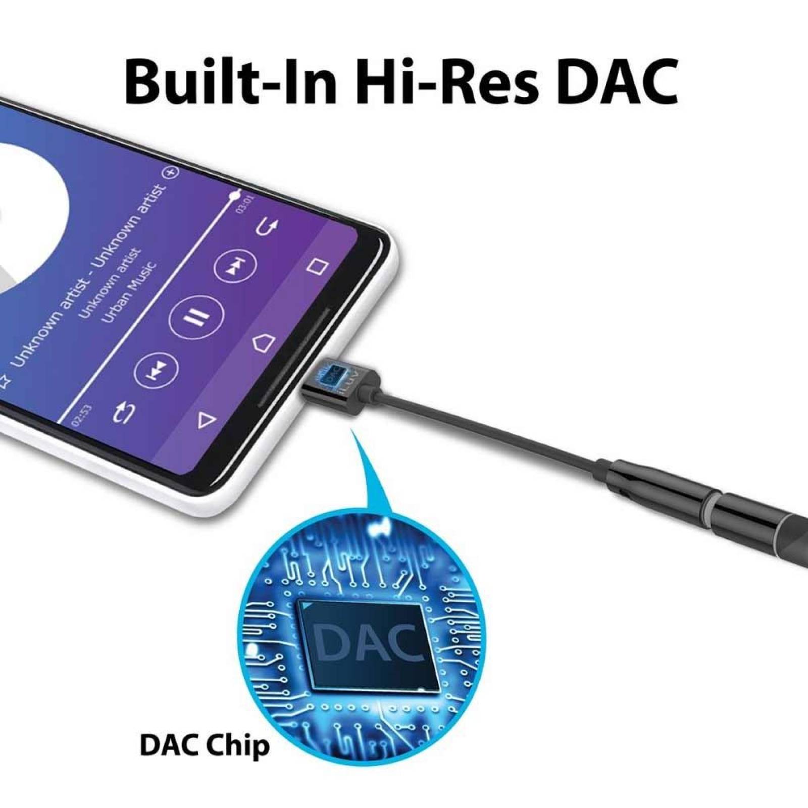 Cable Audio adaptador de USB C a Audio Jack 3.5mm - Negro