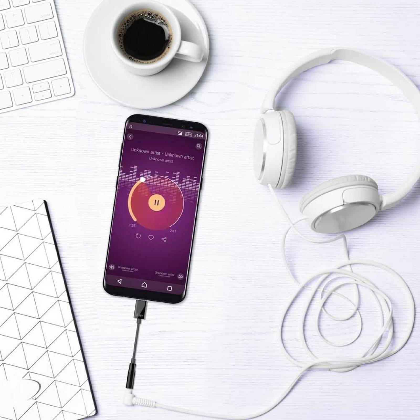 Cable Audio adaptador de USB C a Audio Jack 3.5mm - Negro