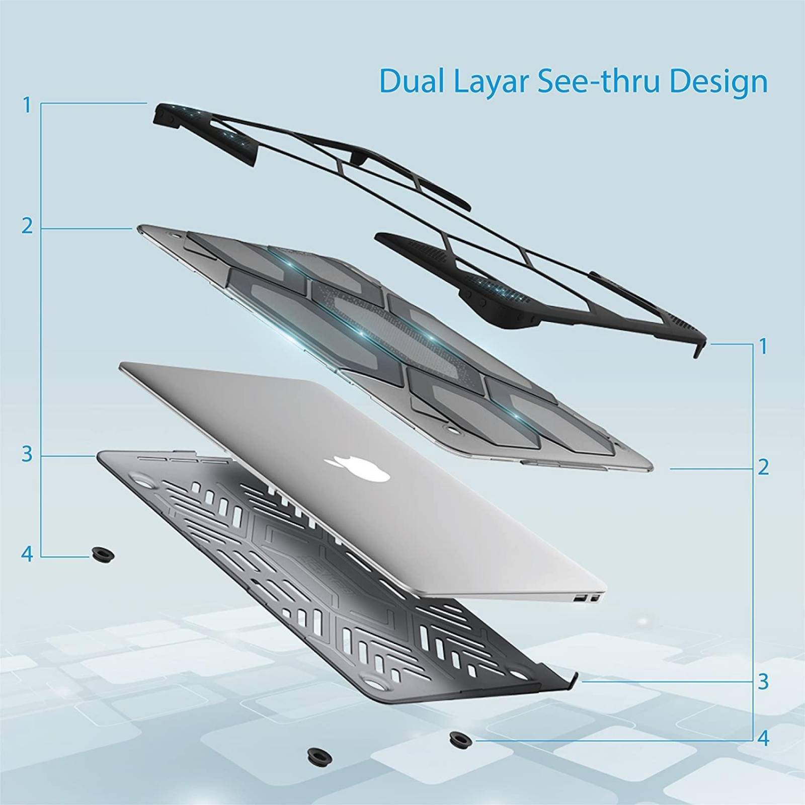 Funda IBENZER HexPact MacBook Air 11 Transp Negro 