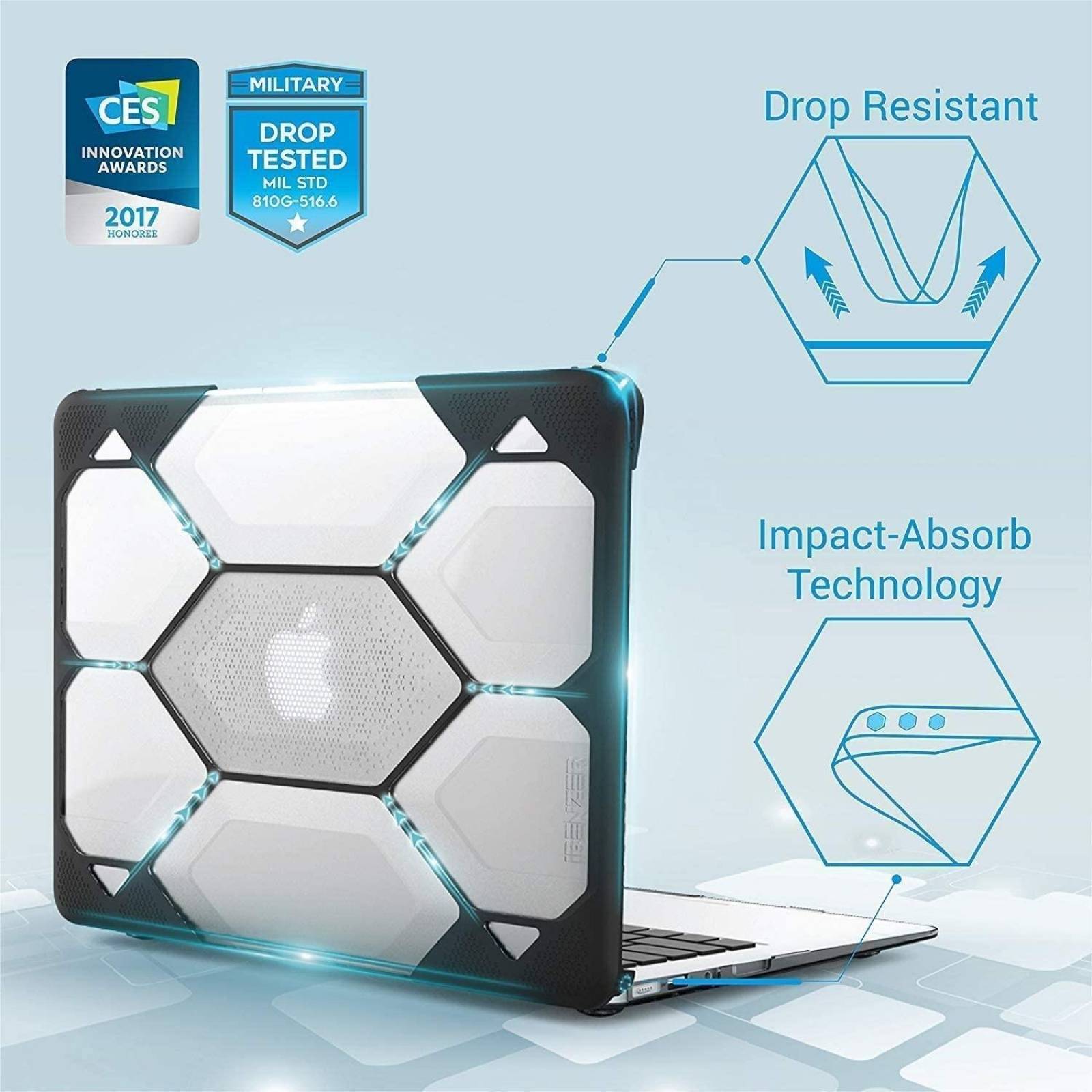 Funda IBENZER HexPact MacBook Air 13 TN Transparente Negro 