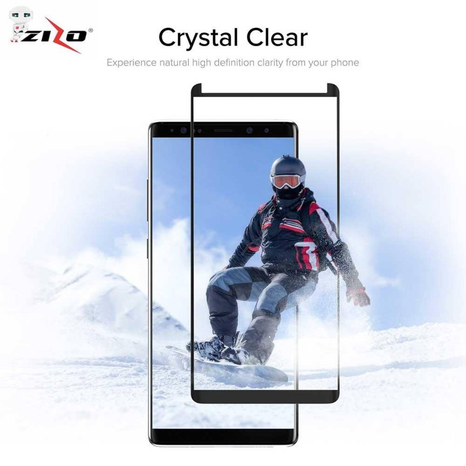Mica Vidrio ZIZO Samsung S9 Protectora de pantalla transparente borde negro 