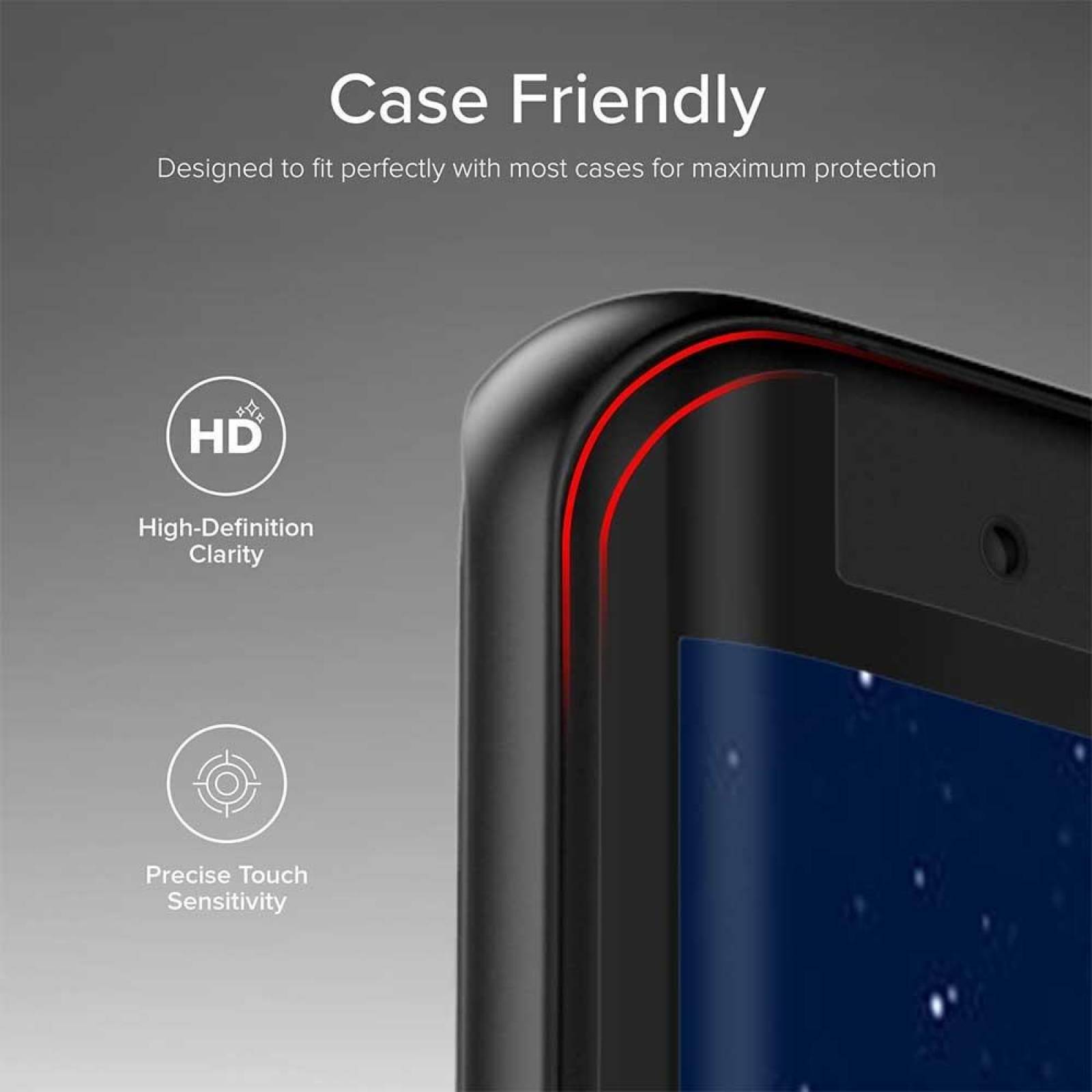 Mica Vidrio Templado AVIVO Samsung S9 Protectora de pantalla transparente borde negro 