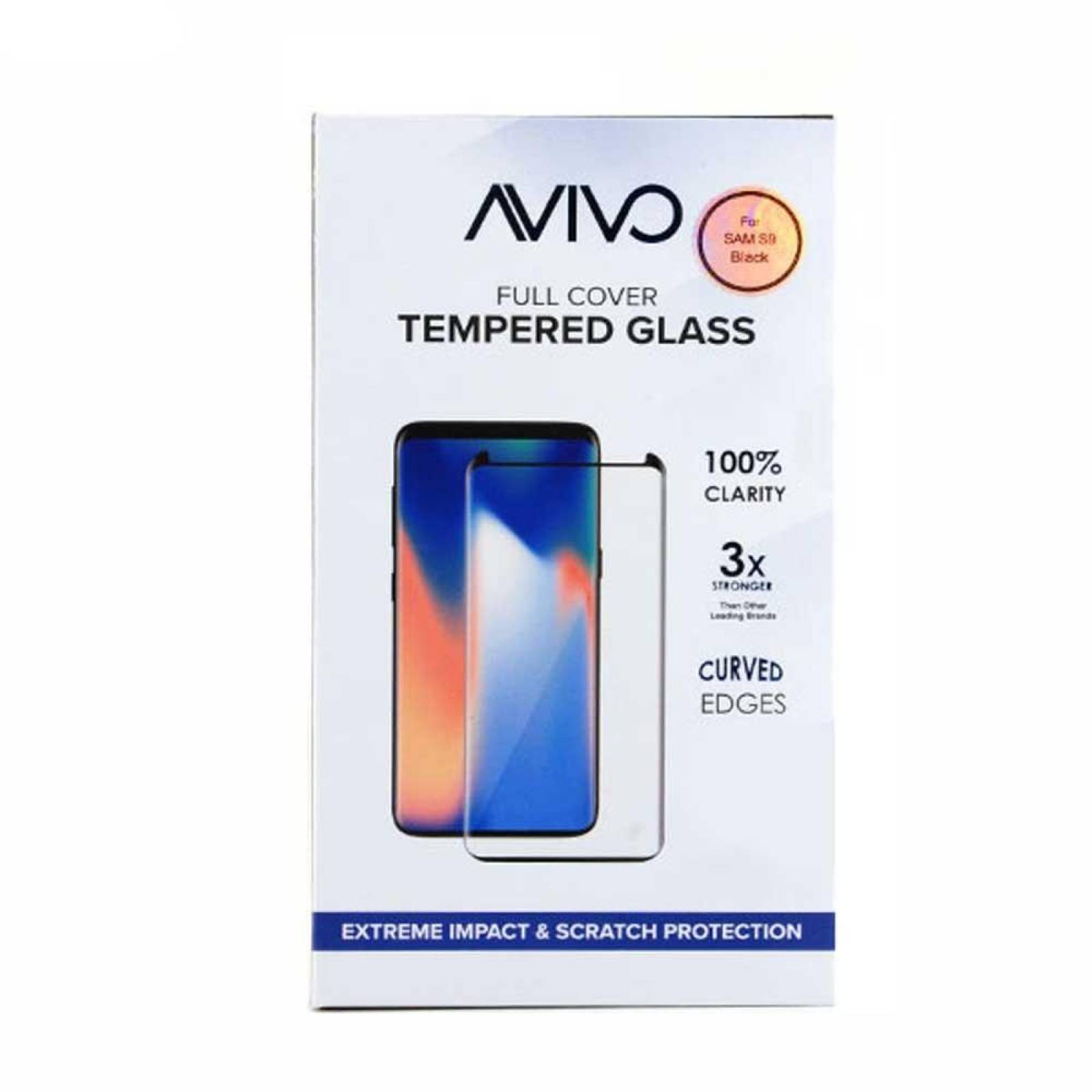 Mica Vidrio Templado AVIVO Samsung S9 PLUS Protectora de pantalla transparente borde negro