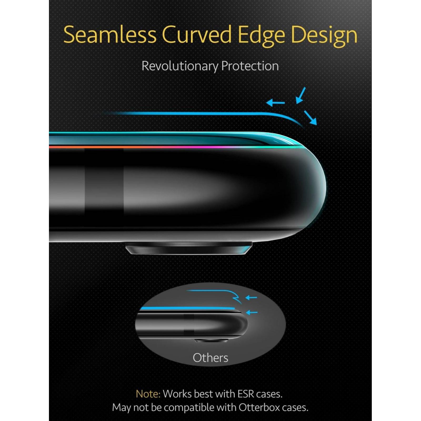 Mica Vidrio ESR Full 3D borde Negro para iPhone 8 PLUS y 7 PLUS Protectora de pantalla 