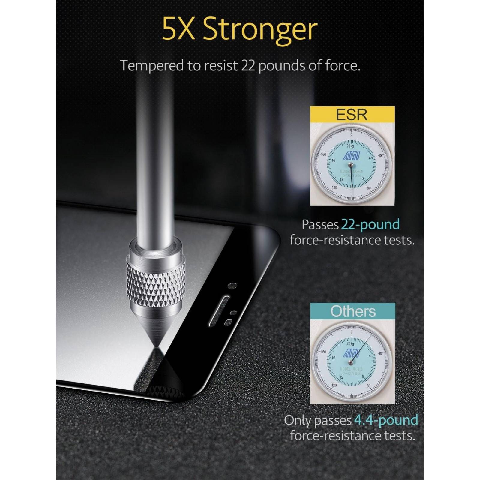 Mica Vidrio ESR Full 3D borde Negro para iPhone 8 PLUS y 7 PLUS Protectora de pantalla 