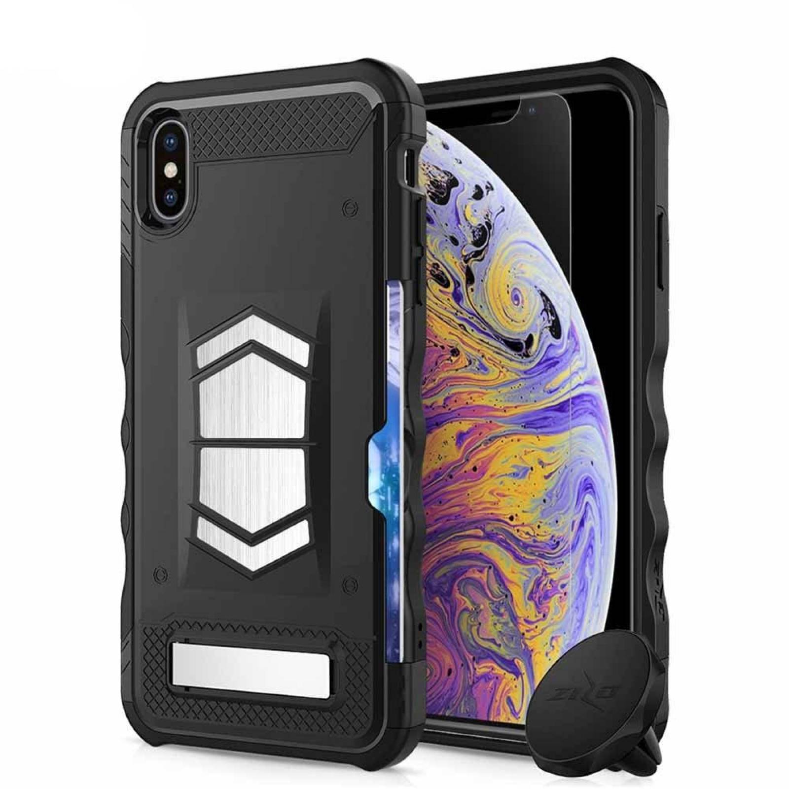 . Funda ZIZO Electro para iPhone XS MAX Negro con mica cristal y soporte magnético 