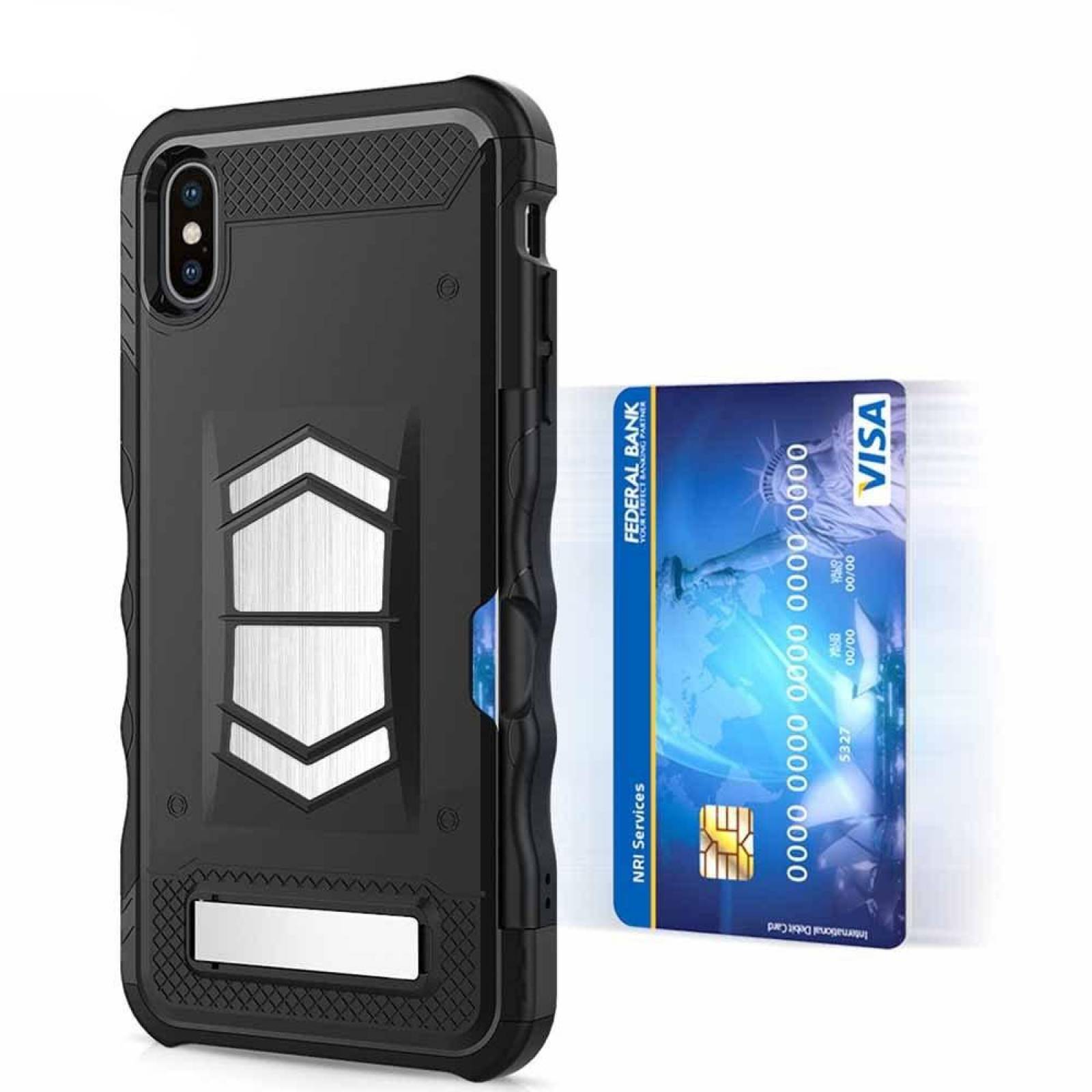 . Funda ZIZO Electro para iPhone XS MAX Negro con mica cristal y soporte magnético 