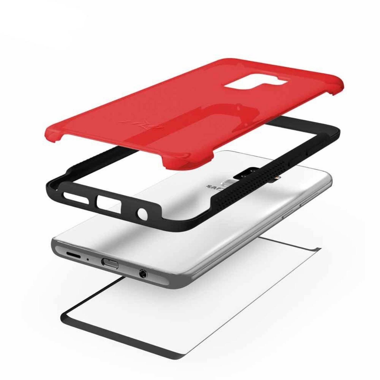 . Funda ZIZO Flux Samsung S9 PLUS Roja con mica de cristal 