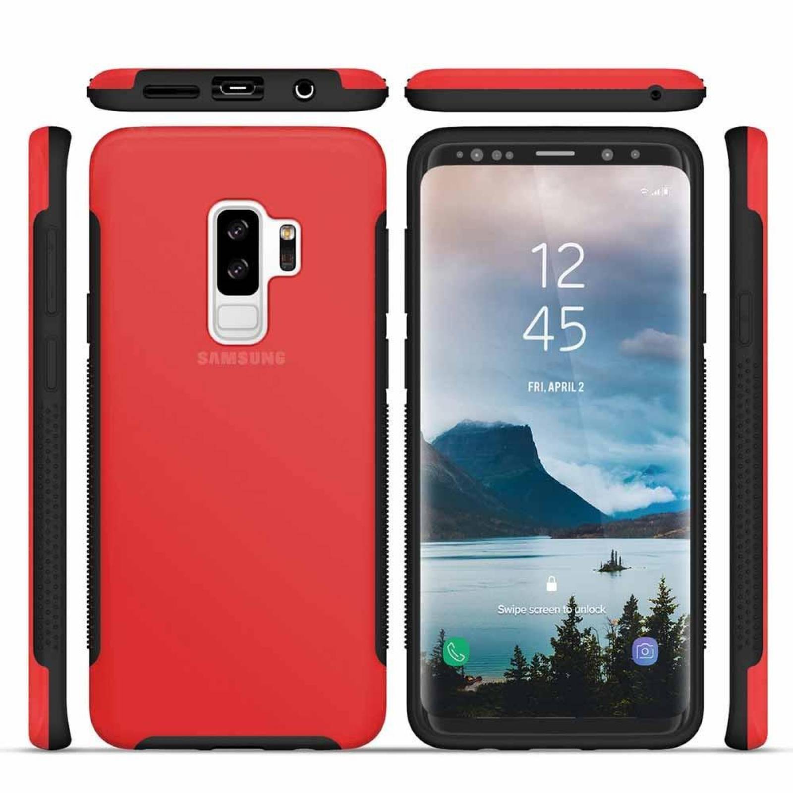 . Funda ZIZO Flux Samsung S9 PLUS Roja con mica de cristal 