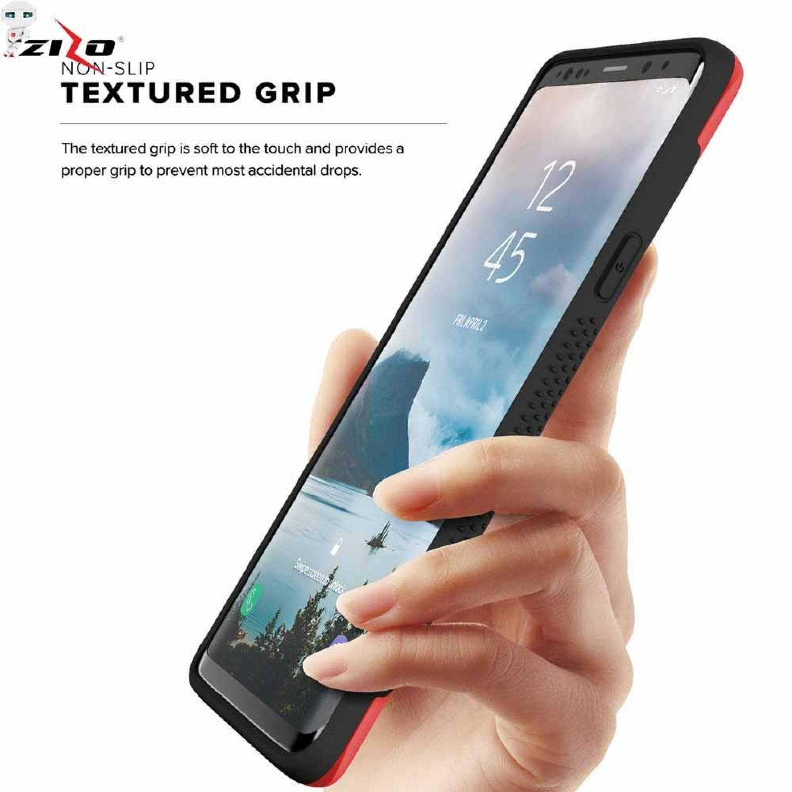 . Funda ZIZO Flux Samsung S9 PLUS Roja con mica de cristal 