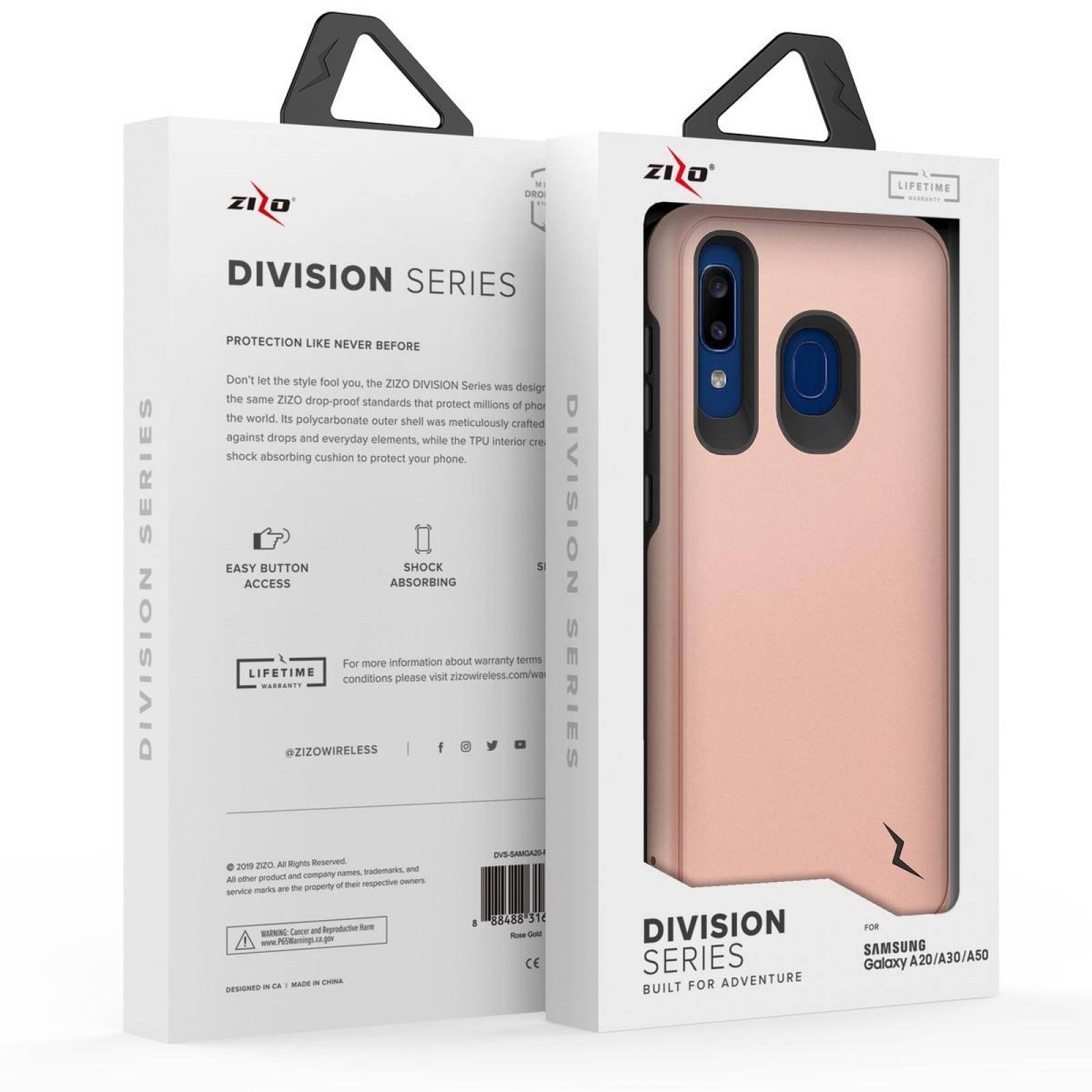 . Funda ZIZO Division para Samsung A50 A30 A20 Rose Gold 