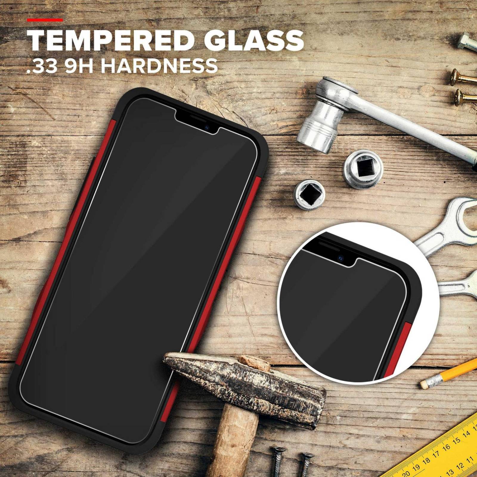 . Funda ZIZO Bolt para iPhone 12 MINI Roja Negro con clip y mica de pantalla 