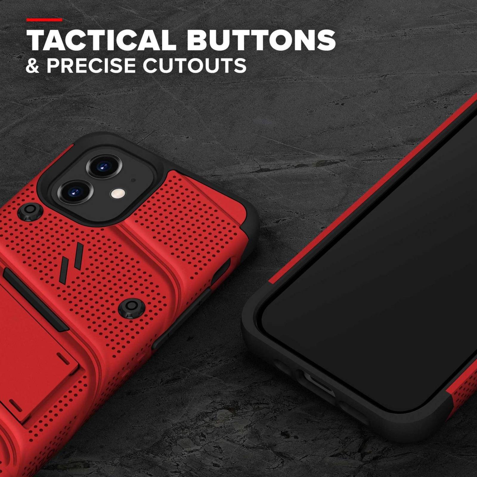 . Funda ZIZO Bolt para iPhone 12 MINI Roja Negro con clip y mica de pantalla 