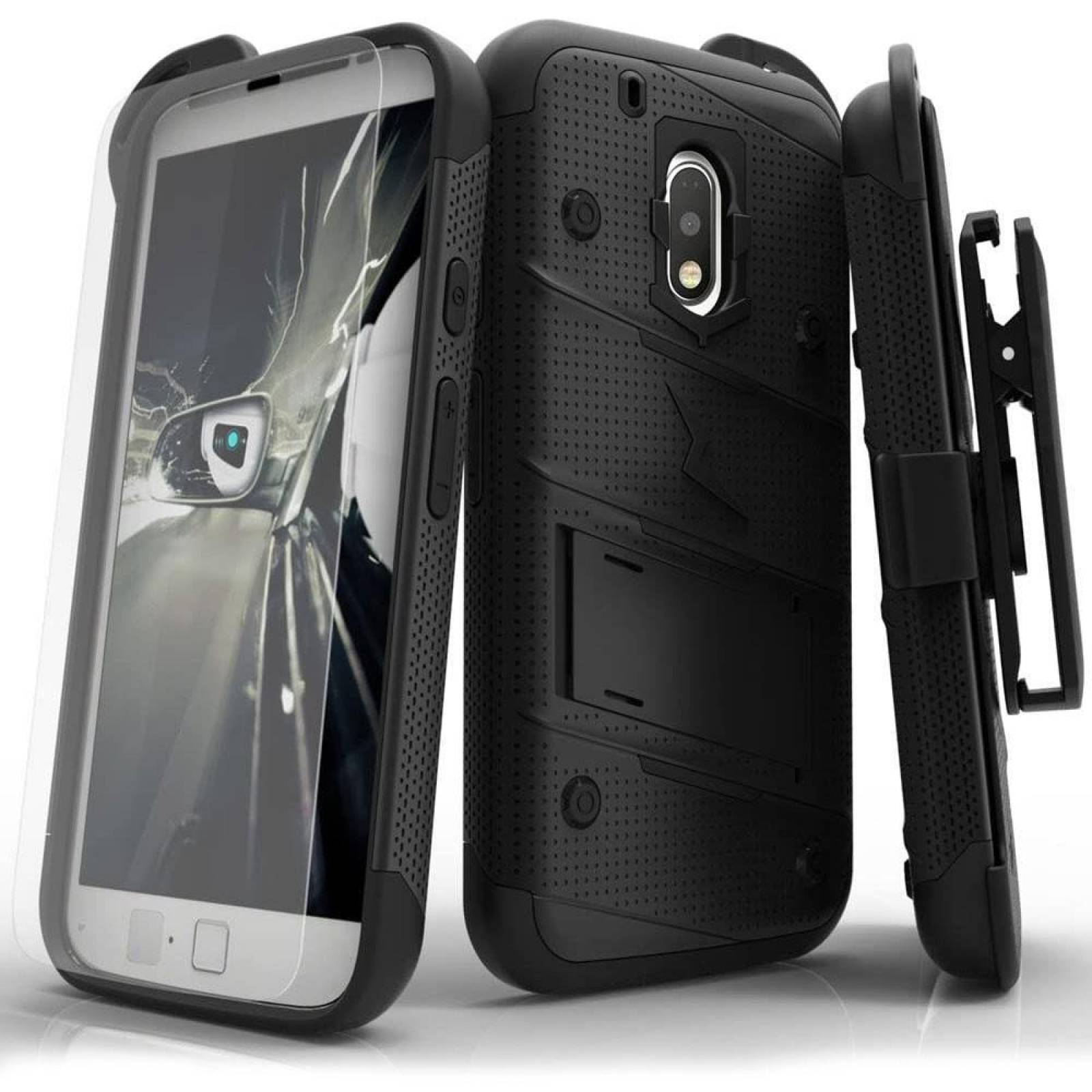 . Funda ZIZO Bolt Moto G4 Play y Moto E3 Negro con clip