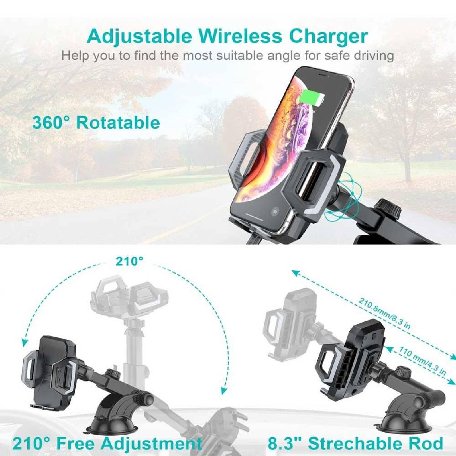 Soporte y cargador inalambrico CHOETECH Universal 10w 