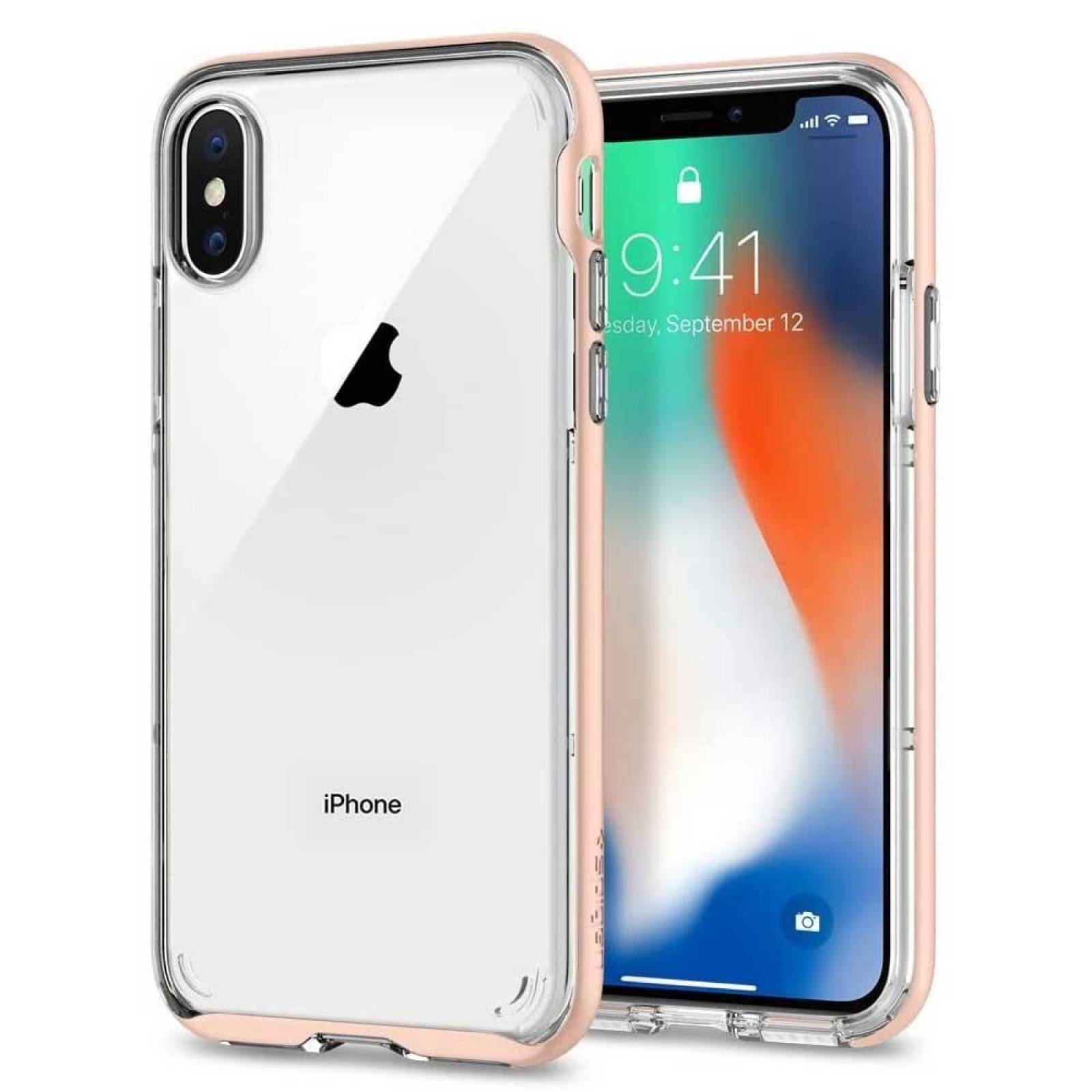 Funda SPIGEN para iPhone X y Xs Neo Hybrid Rose Crystal Transp Blush