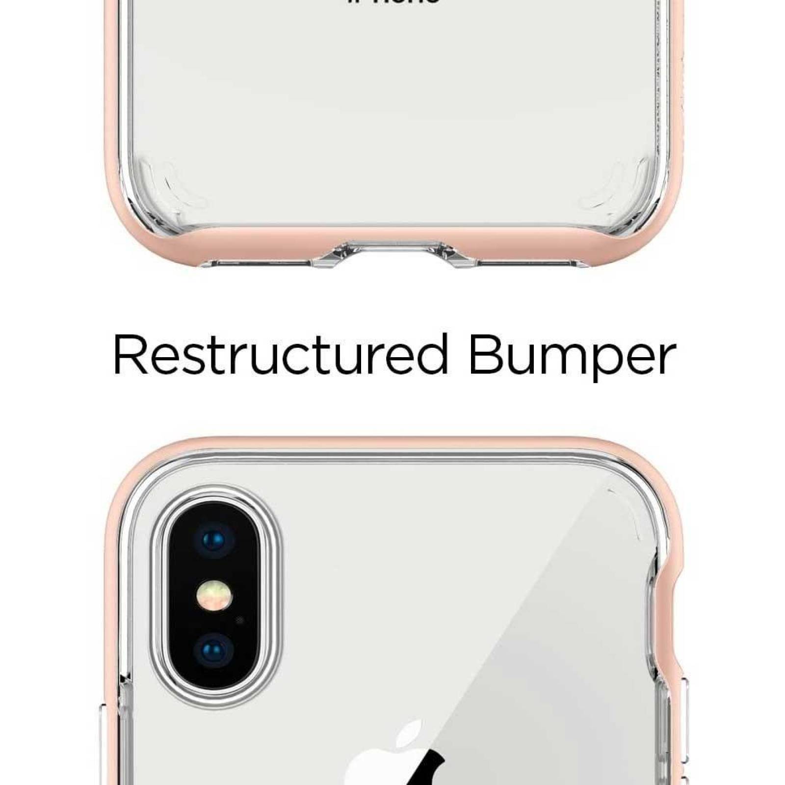 Funda SPIGEN para iPhone X y Xs Neo Hybrid Rose Crystal Transp Blush