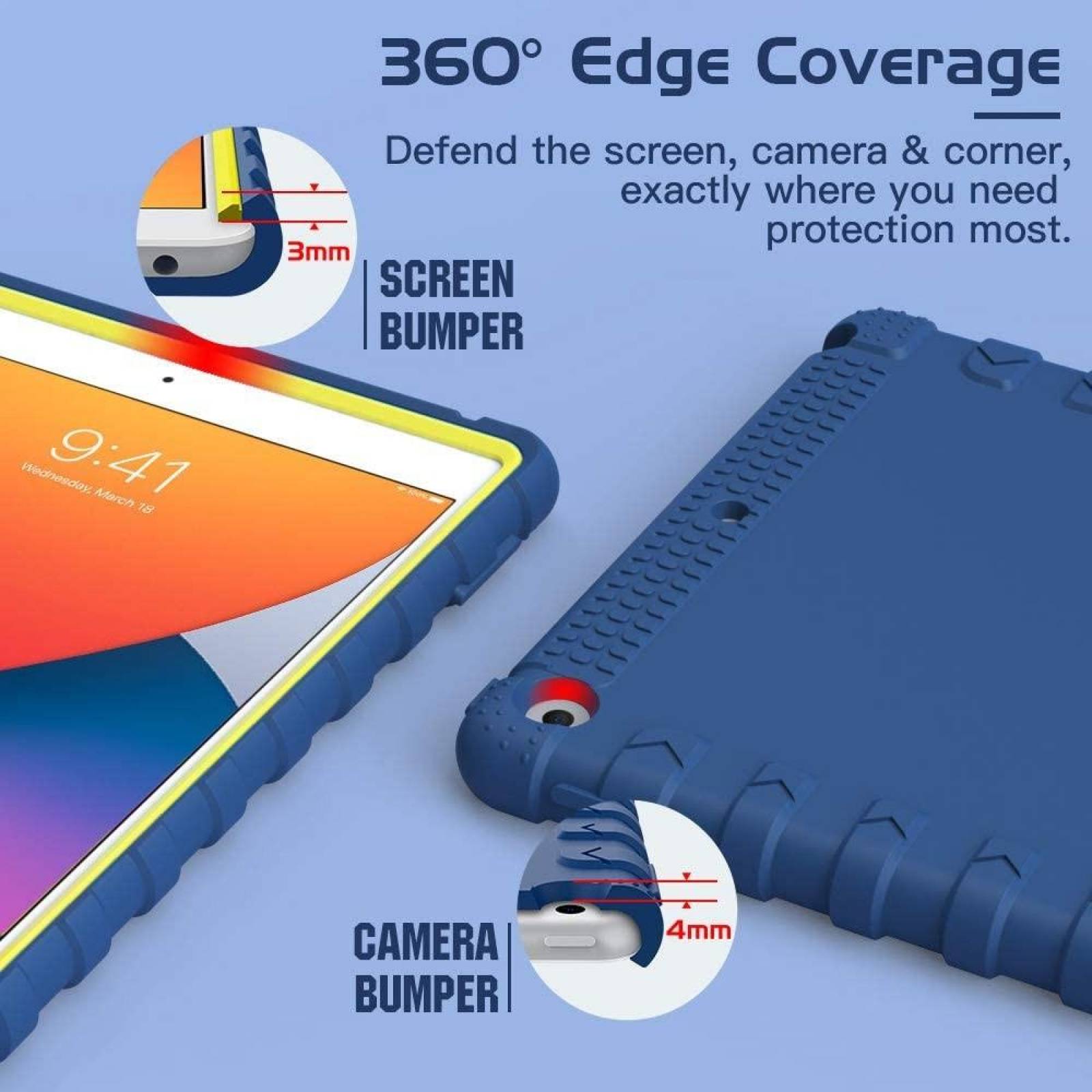 . Funda MOKO para iPad 8 e iPad 7 Azul alta proteccion A2270 A2428 A2429 A2430 A2197 A2200 A2198