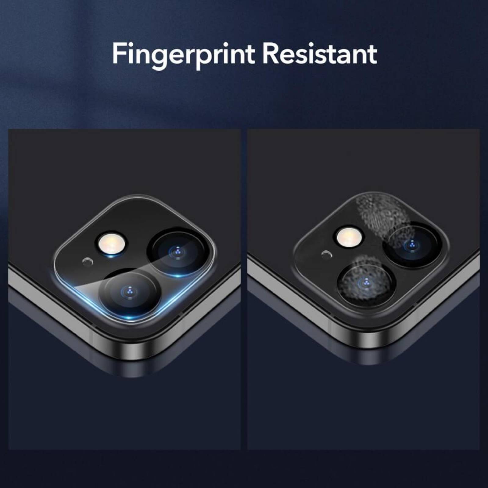 Mica Vidrio ESR para iPhone 12 (2 piezas) protectora de camara transp borde negro 