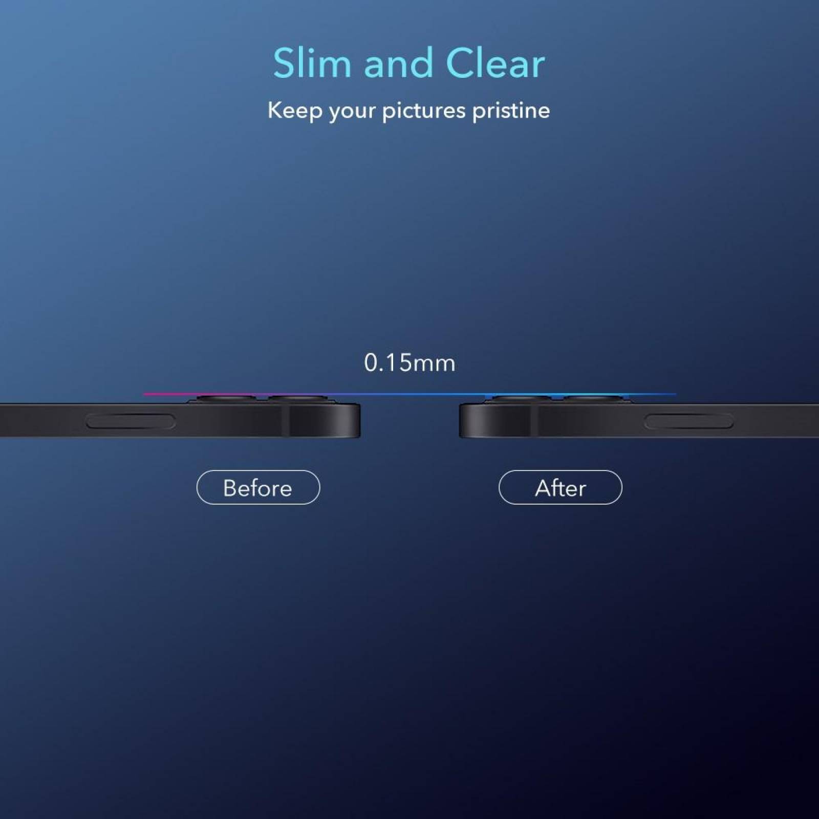 Mica Vidrio ESR para iPhone 12 (2 piezas) protectora de camara transp borde negro 