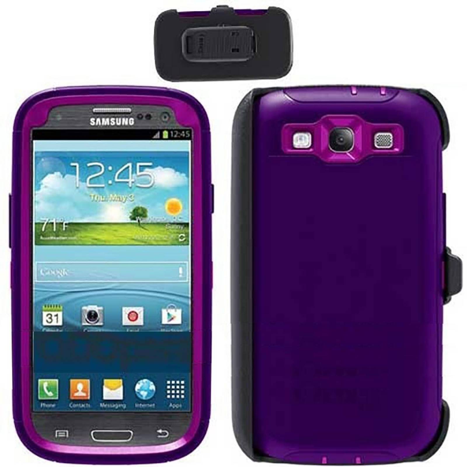 . Funda OTTERBOX Defender para Samsung S3 Violeta clip uso rudo 