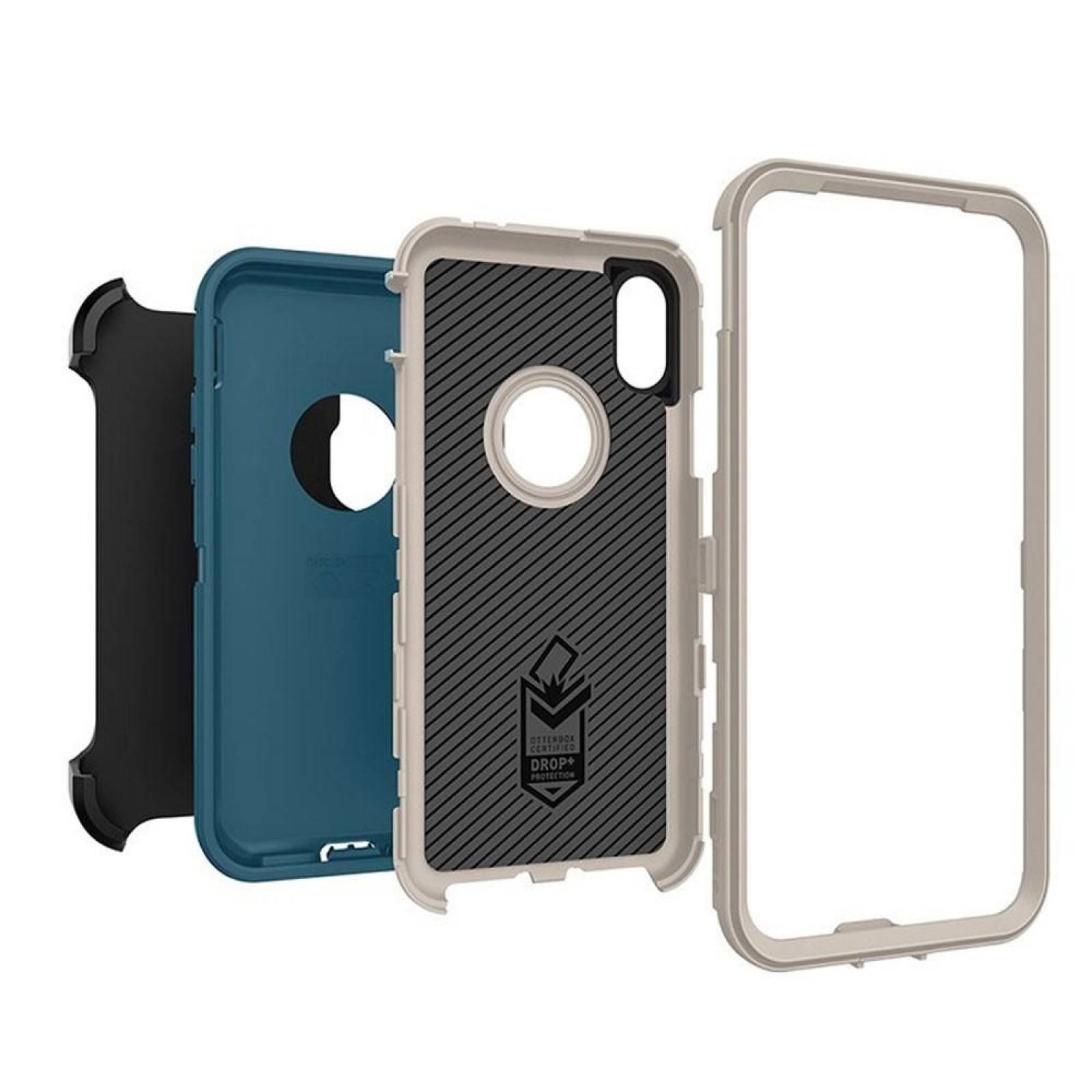 . Funda OTTERBOX Defender para iPhone X y Xs Azul Big Sur Uso Rudo con Clip giratorio 