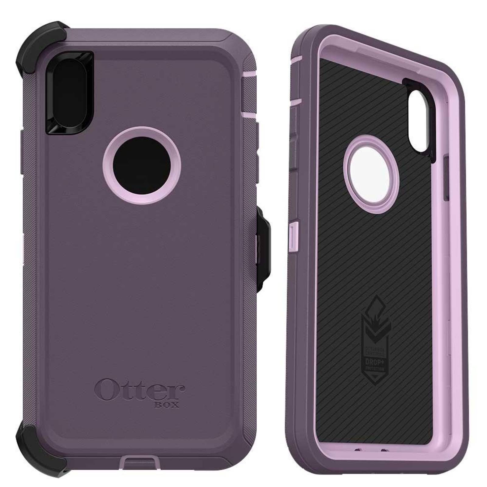 . Funda OTTERBOX Defender para iPhone X y Xs VIOLETA Uso Rudo con Clip giratorio