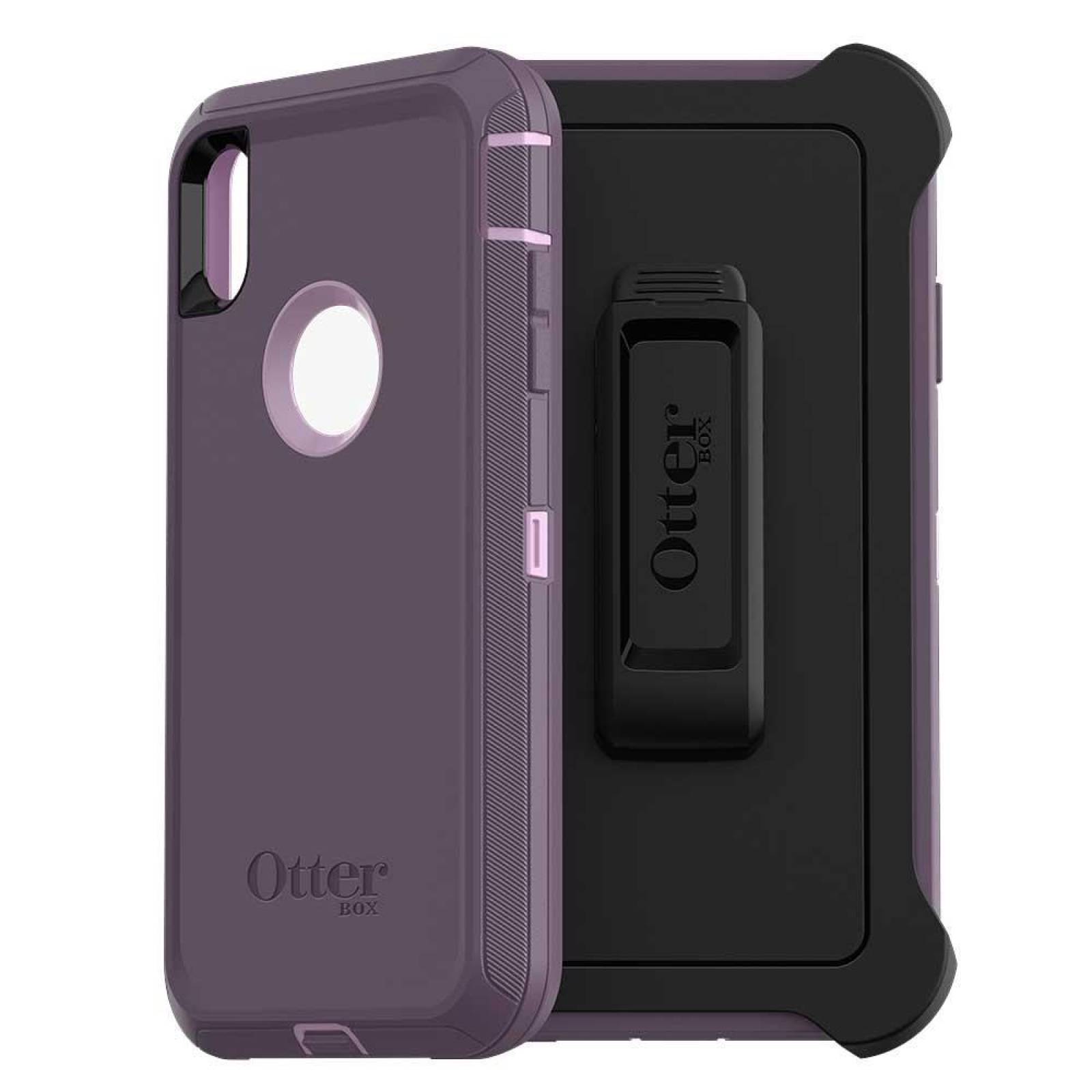 . Funda OTTERBOX Defender para iPhone X y Xs VIOLETA Uso Rudo con Clip giratorio