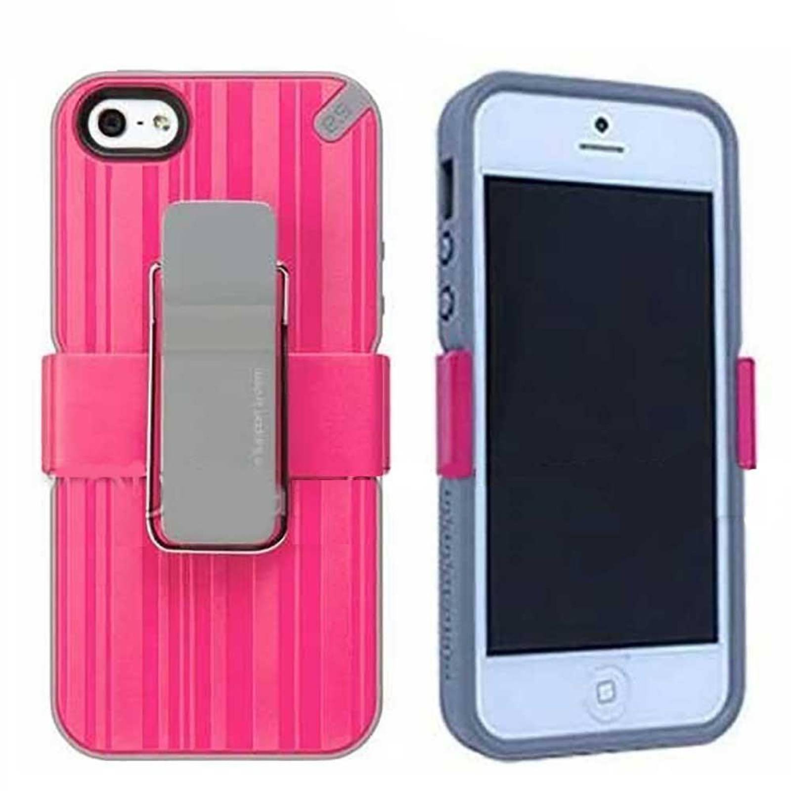 . Funda PUREGEAR Utilitarian para iPhone SE 2016 iPhone 5s y 5 Utilitarian Rosa con clip holster 