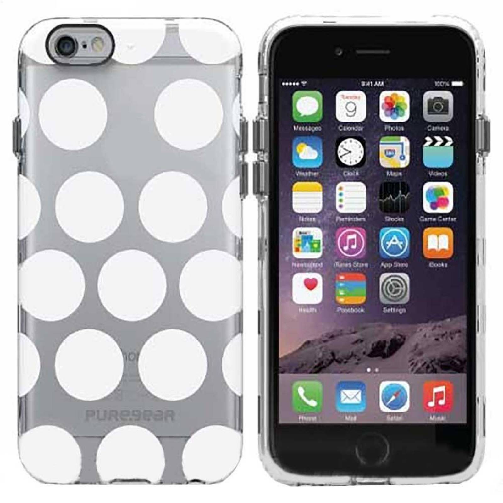 . Funda PUREGEAR Motif para iPhone 6 y 6s Transp Puntos 