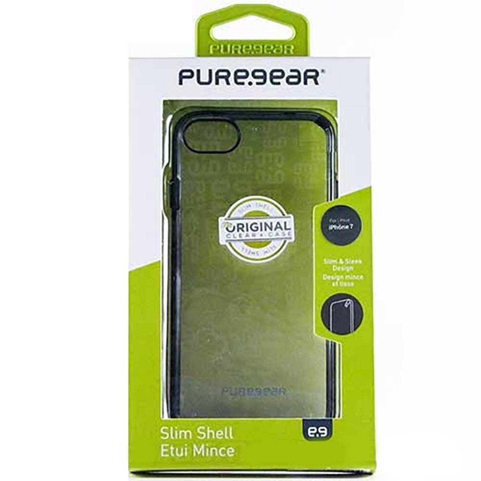 . Funda PUREGEAR Slimshell para iPhone SE iphone 8 y 7 Transp borde Negro 