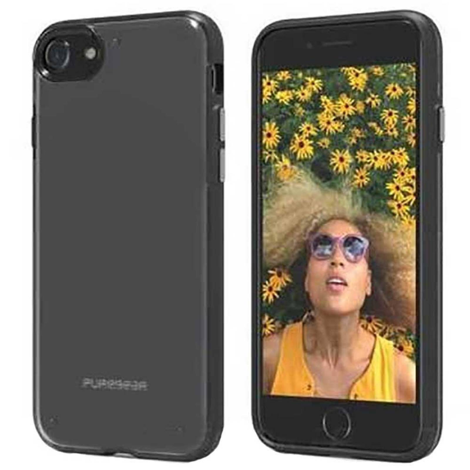 . Funda PUREGEAR Slimshell para iPhone SE iphone 8 y 7 Transp borde Negro 
