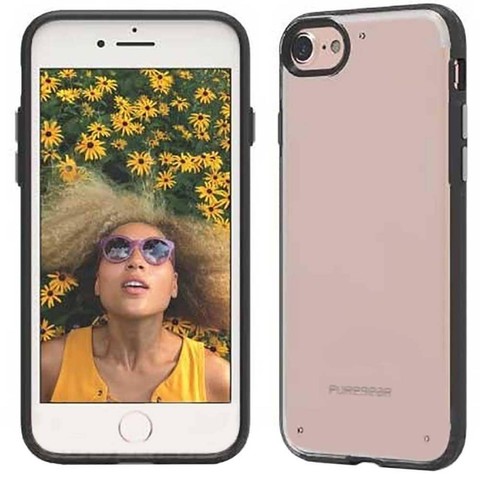 . Funda PUREGEAR Slimshell para iPhone SE iphone 8 y 7 Transp borde Negro 