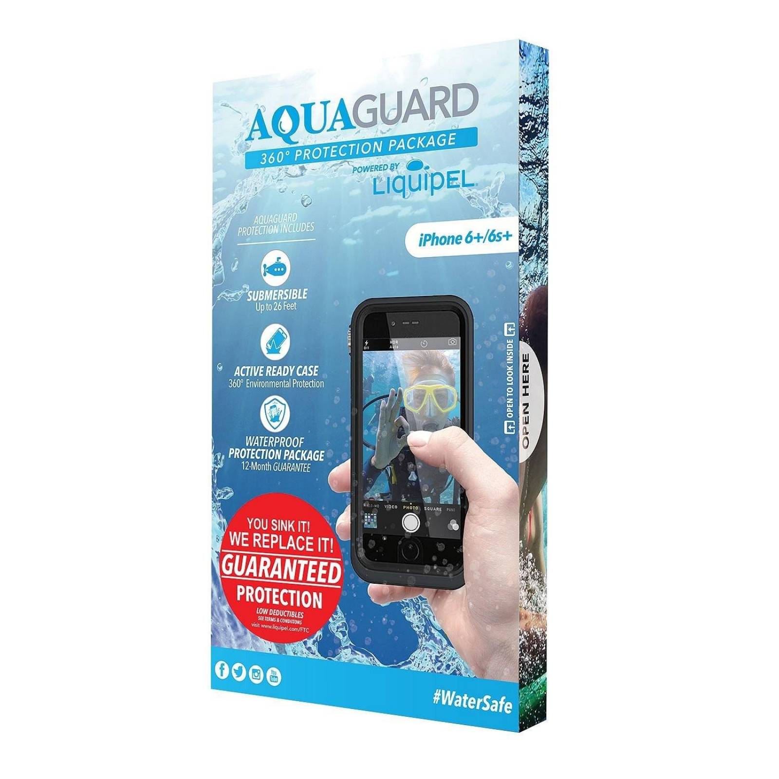 . Funda LIQUIPEL AquaGuard contra agua para iPhone 6 PLUS y 6s PLUS Negra