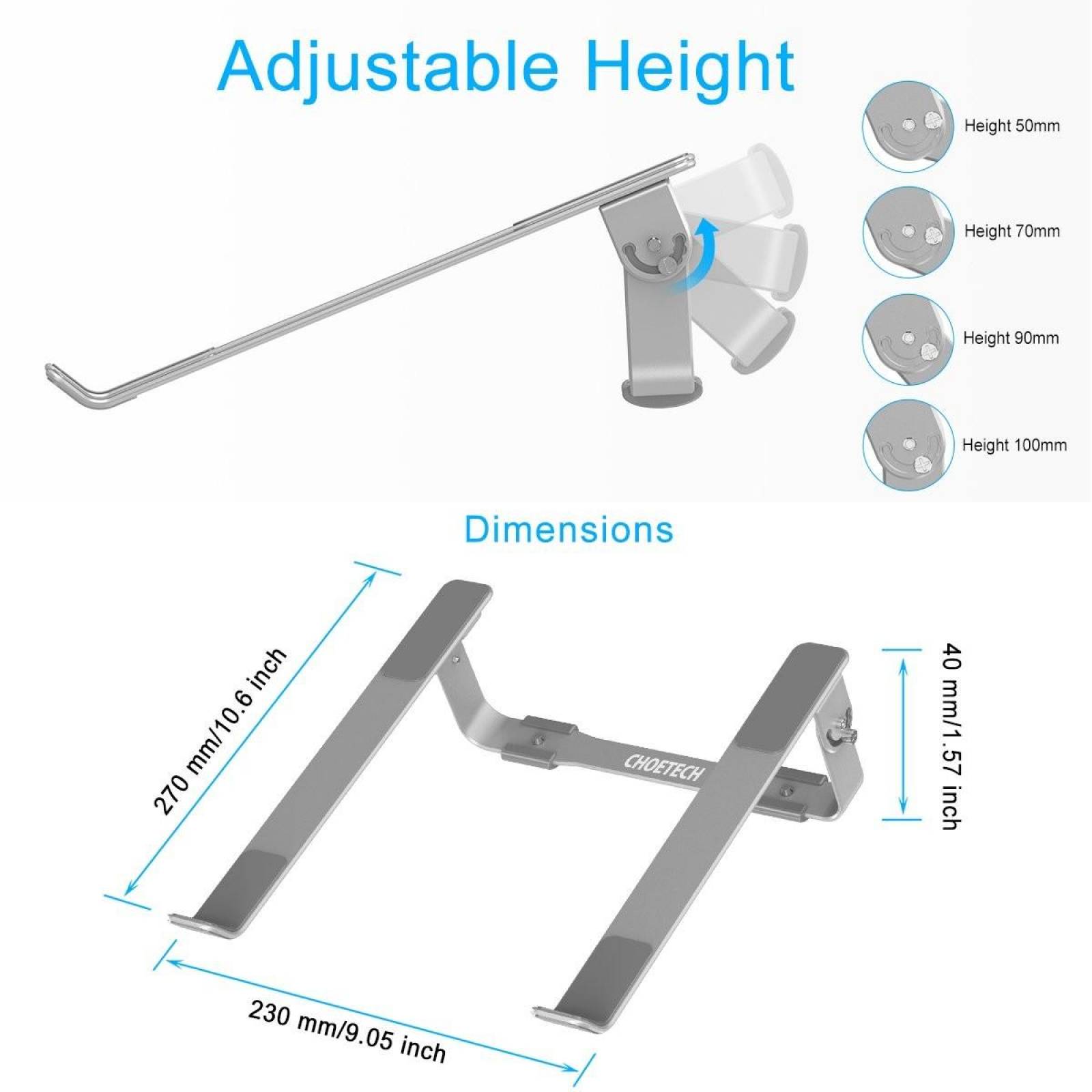 Soporte CHOETECH Base Aluminio ajustable para Macbook y Laptops universal