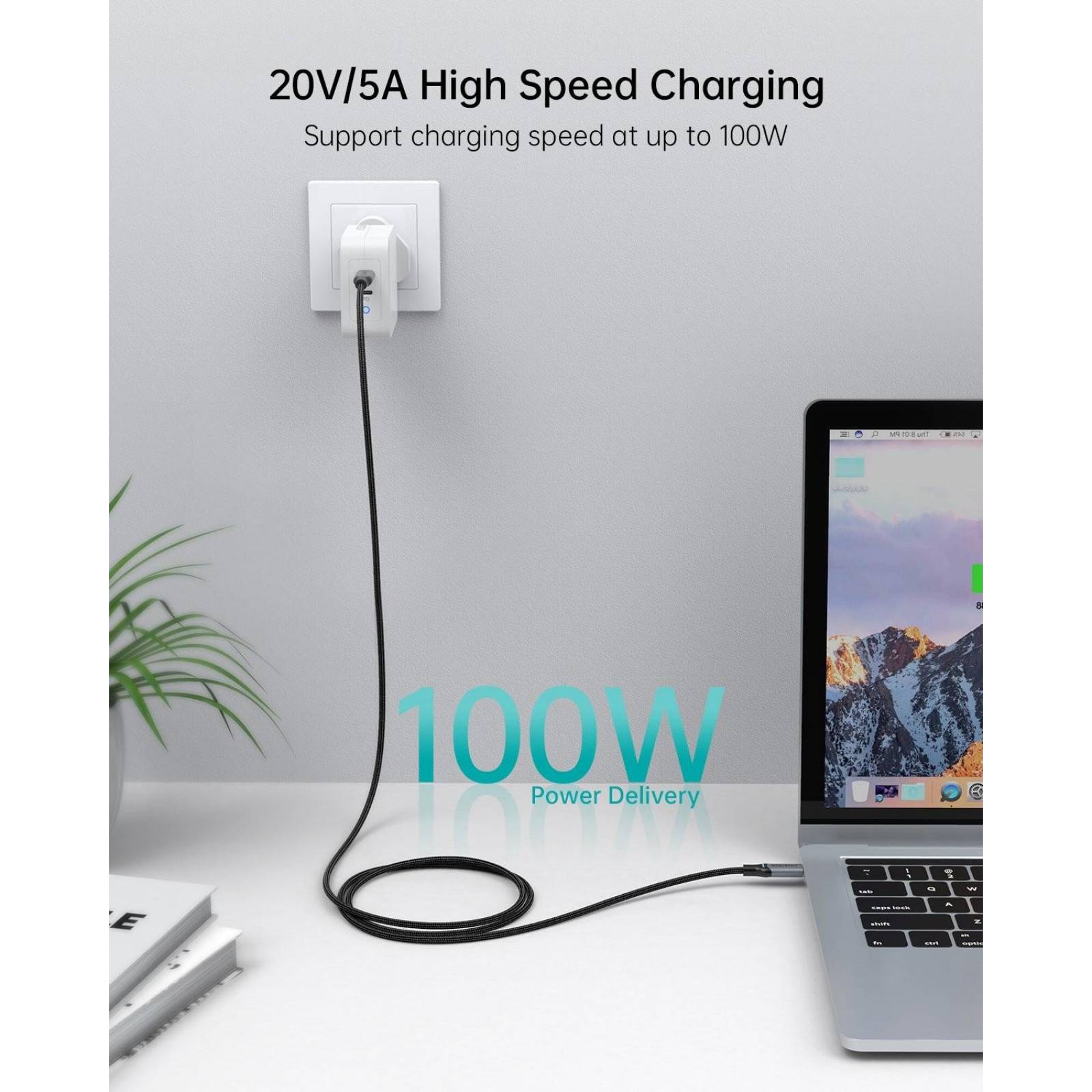 Cable Datos CHOETECH reforzado USB-C a USB-C 1.8m Universal 
