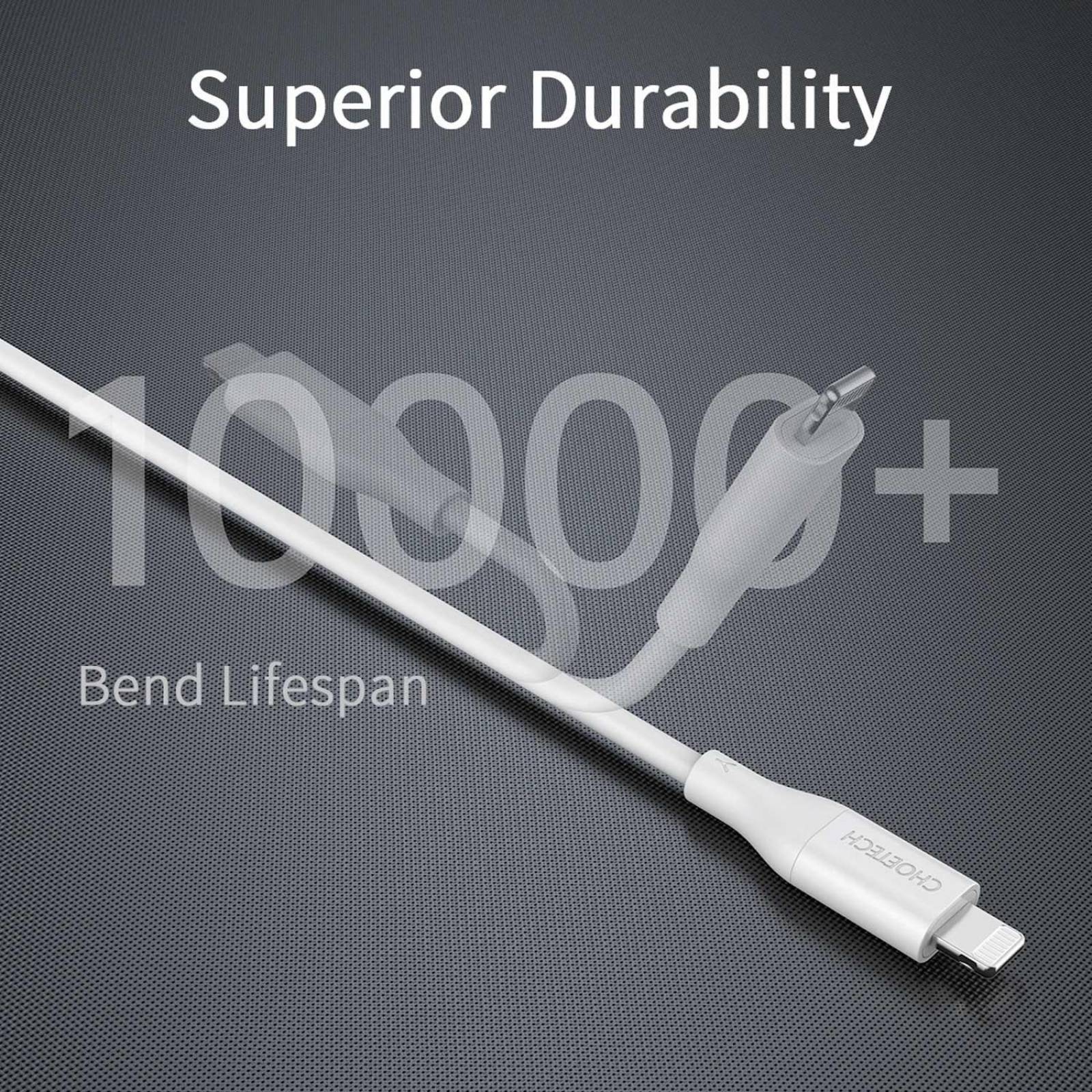 Cargador AC CHOETECH USB-C PD 18W para iPhone iPad Blanco cable certificado incluido