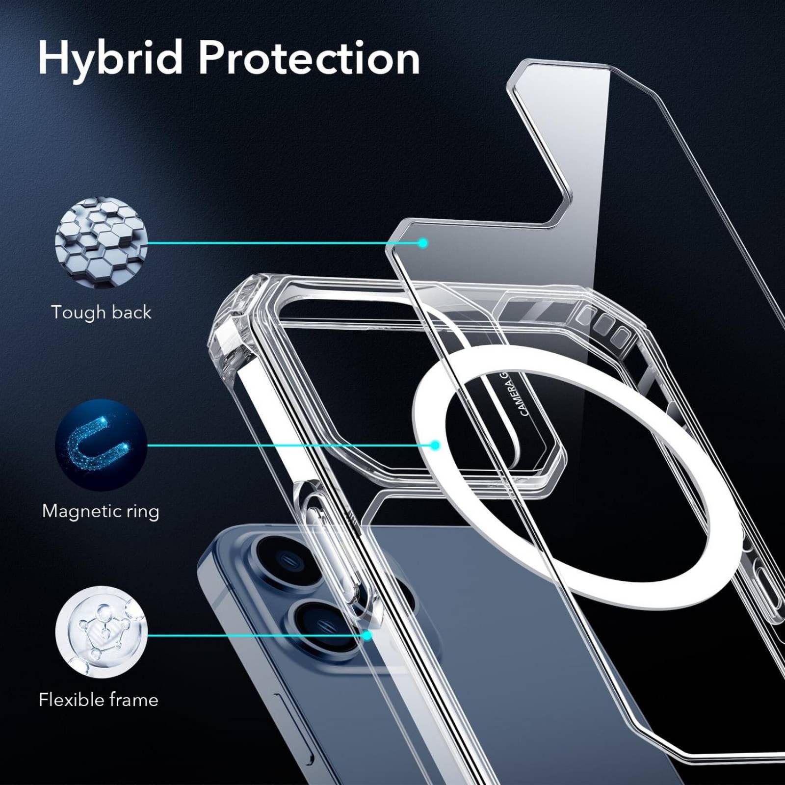 Funda ESR Hybrid HaloLock para iPhone 13 PRO MAX Transparente MagSafe 