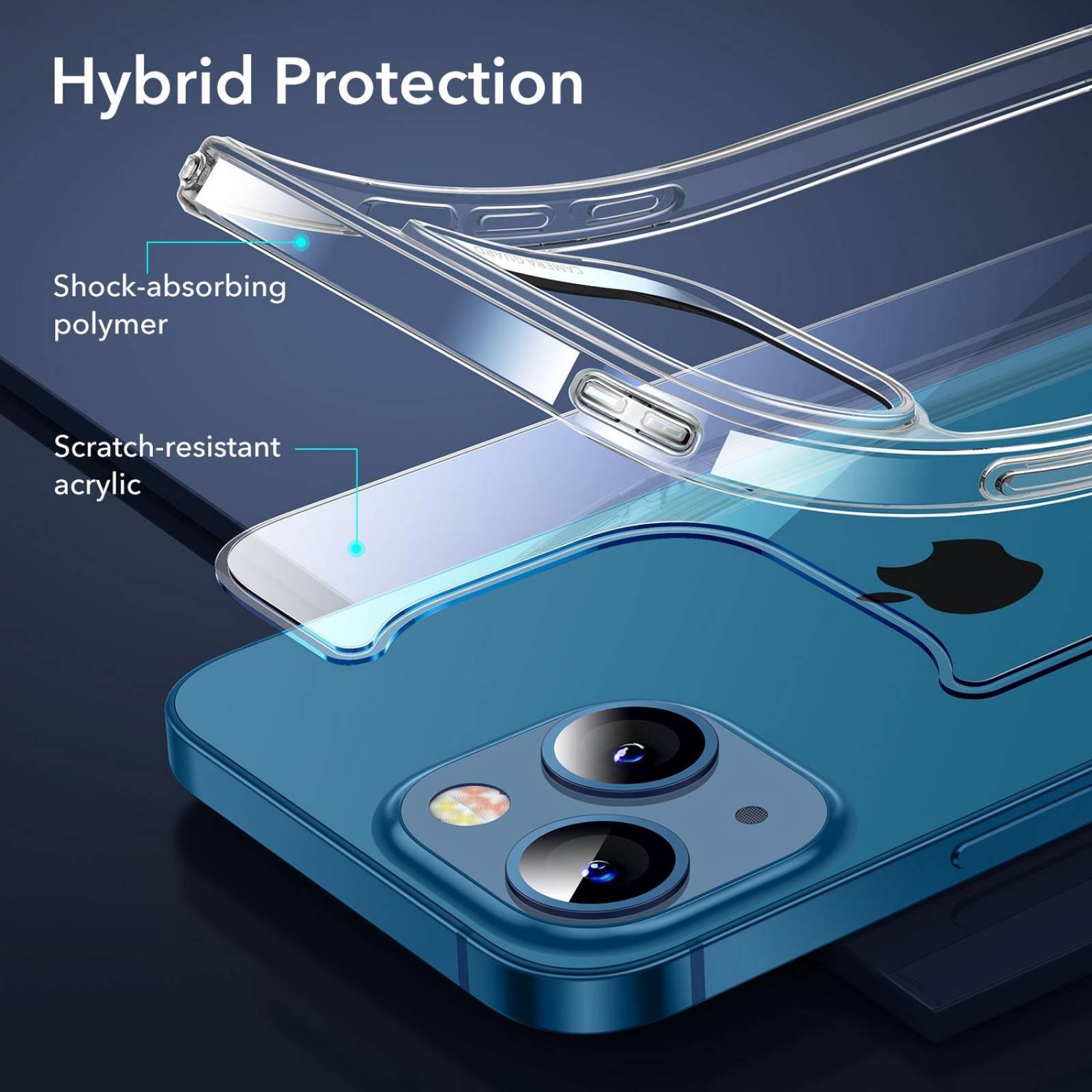 Funda ESR Hybrid case para iPhone 14 y 13 Transparente 