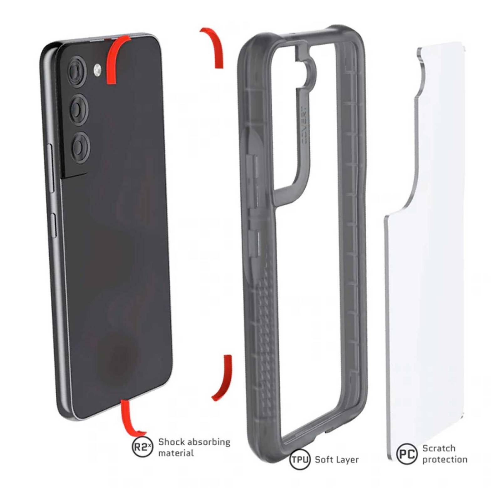 Funda GHOSTEK Covert para Samsung S22 Transparente borde Humo 