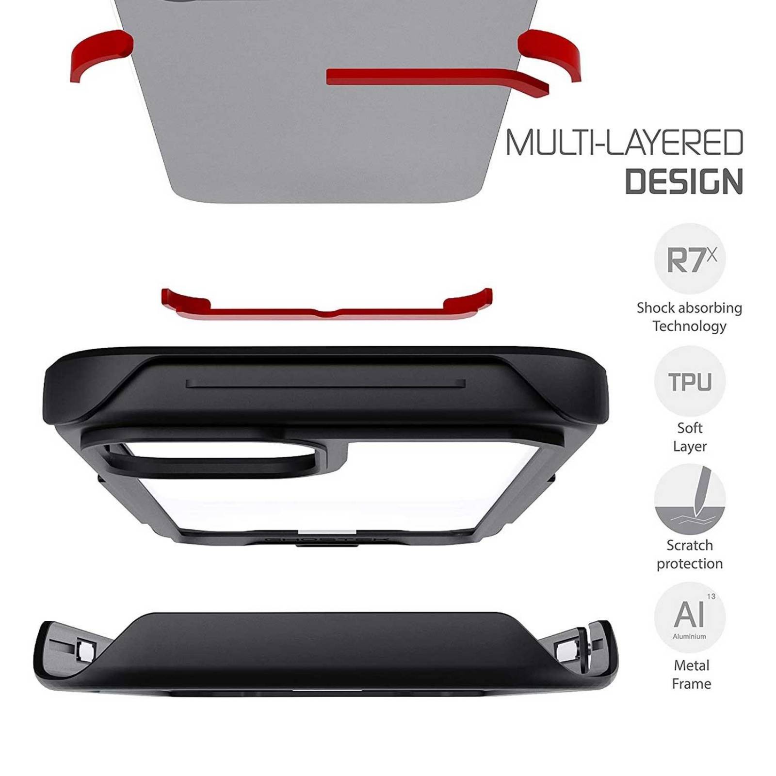 Funda GHOSTEK Atomic para iPhone 12 PRO MAX Aluminio Negra transparente 