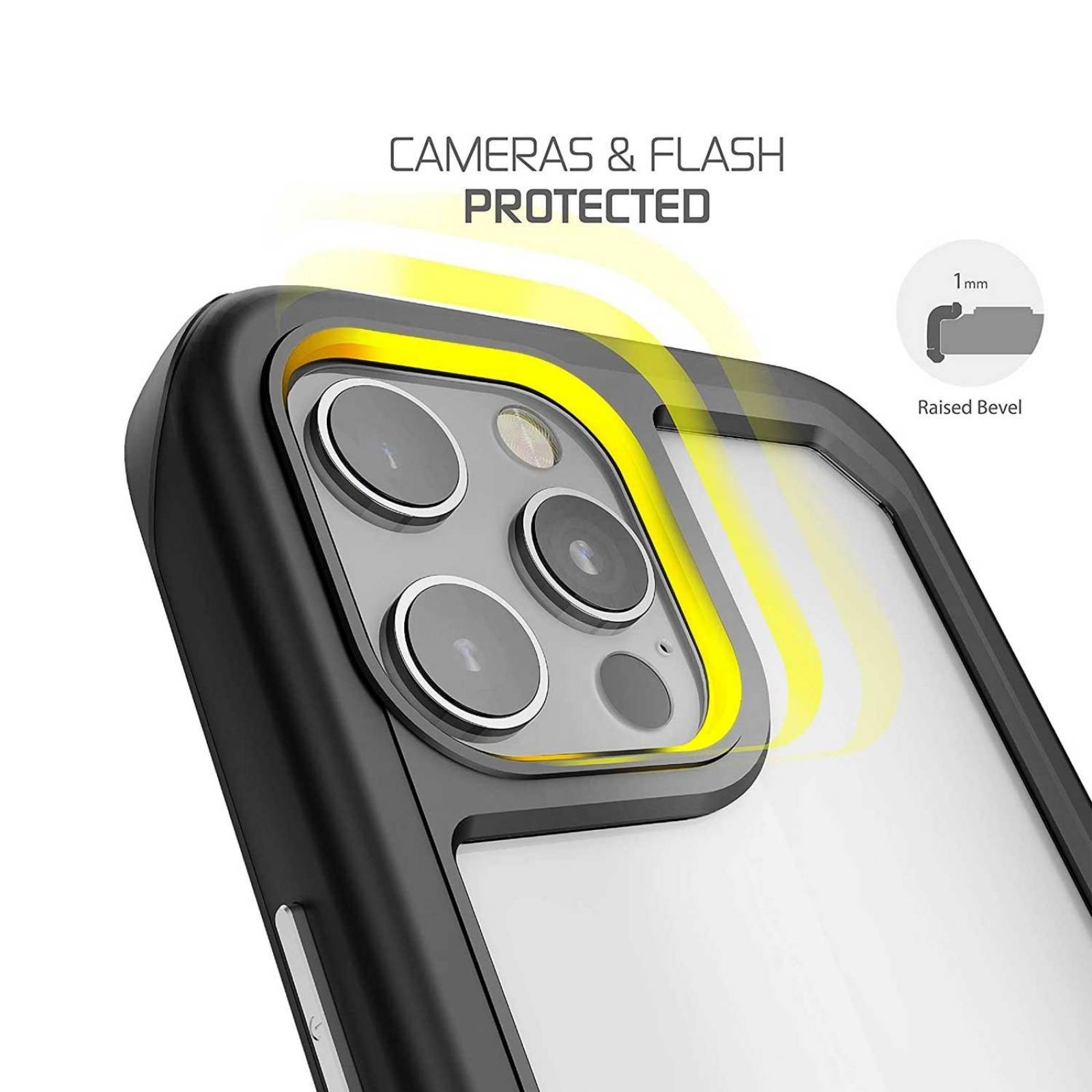 Funda GHOSTEK Atomic para iPhone 12 PRO MAX Aluminio Negra transparente 