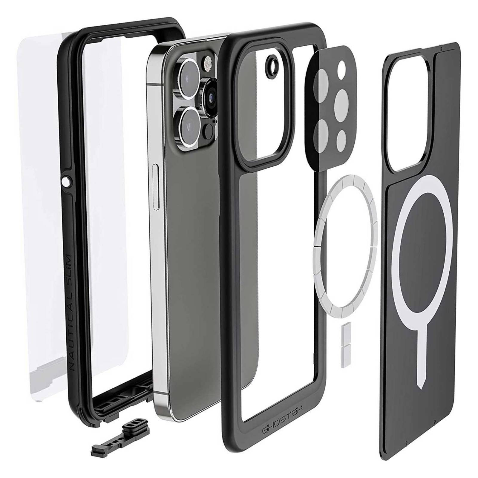 Funda GHOSTEK Nautical para iPhone 13 PRO MAX Negra MagSafe contra agua 