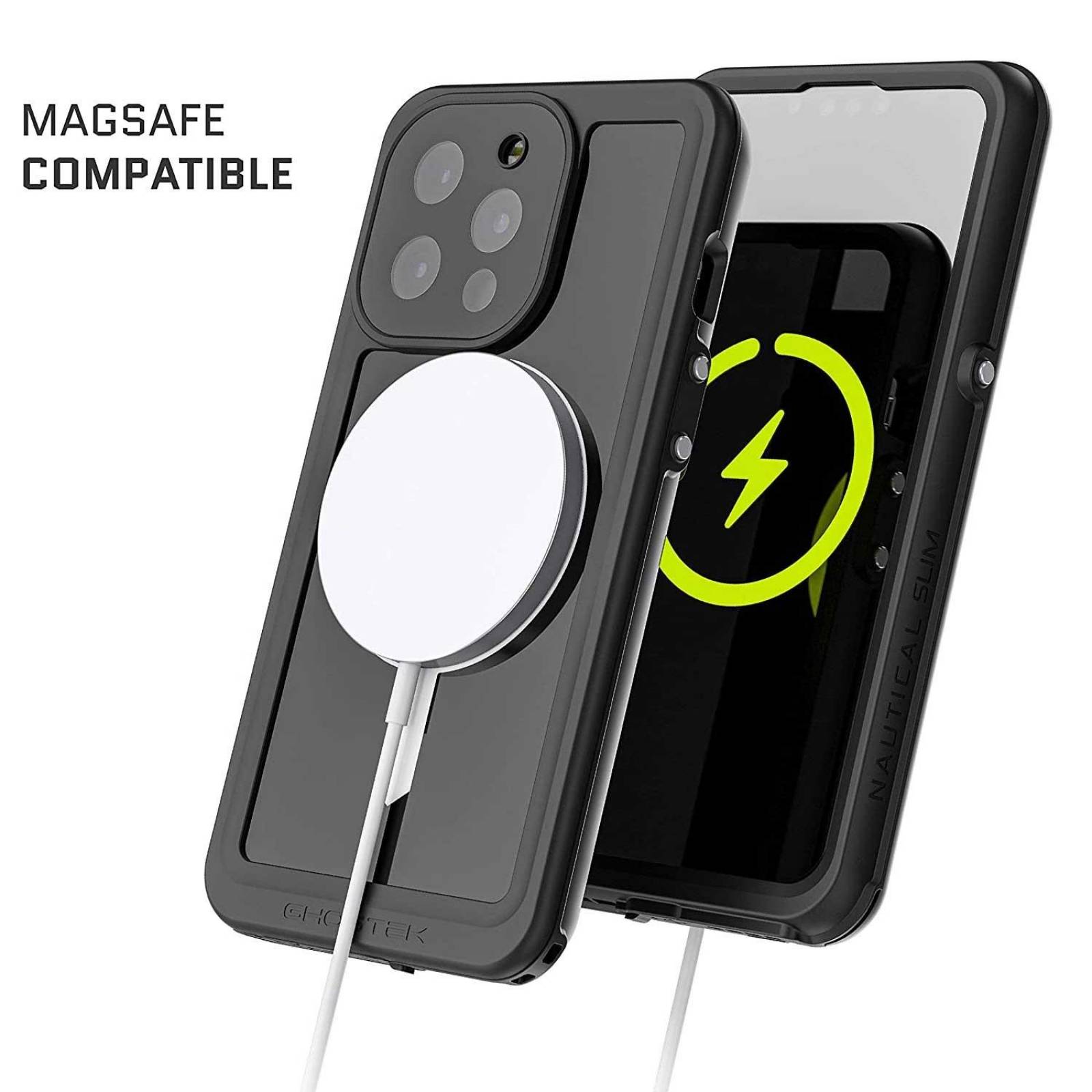 Funda GHOSTEK Nautical para iPhone 13 PRO MAX Negra MagSafe contra agua 