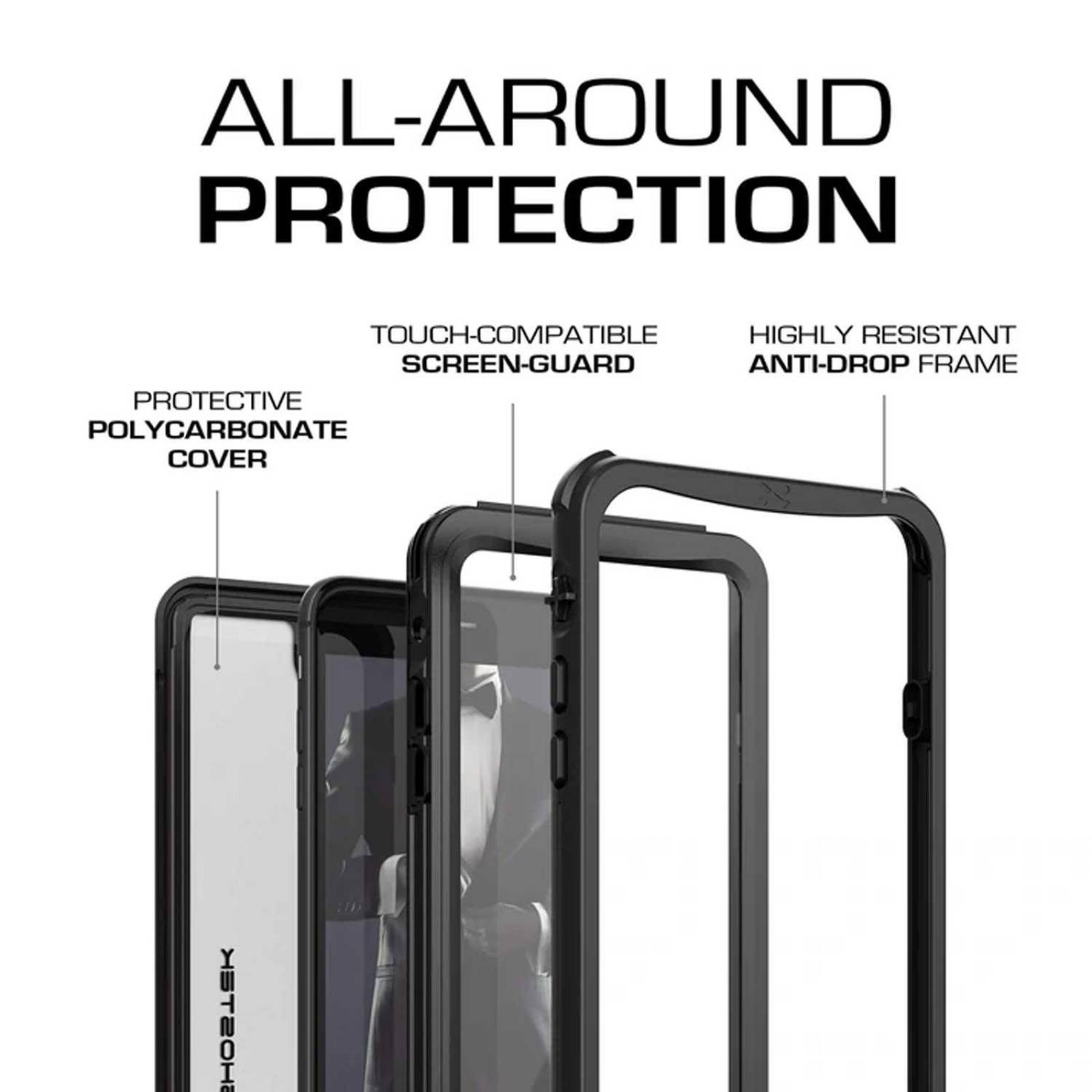 Funda GHOSTEK Nautical para iPhone SE iPhone 8 Negra contra agua 