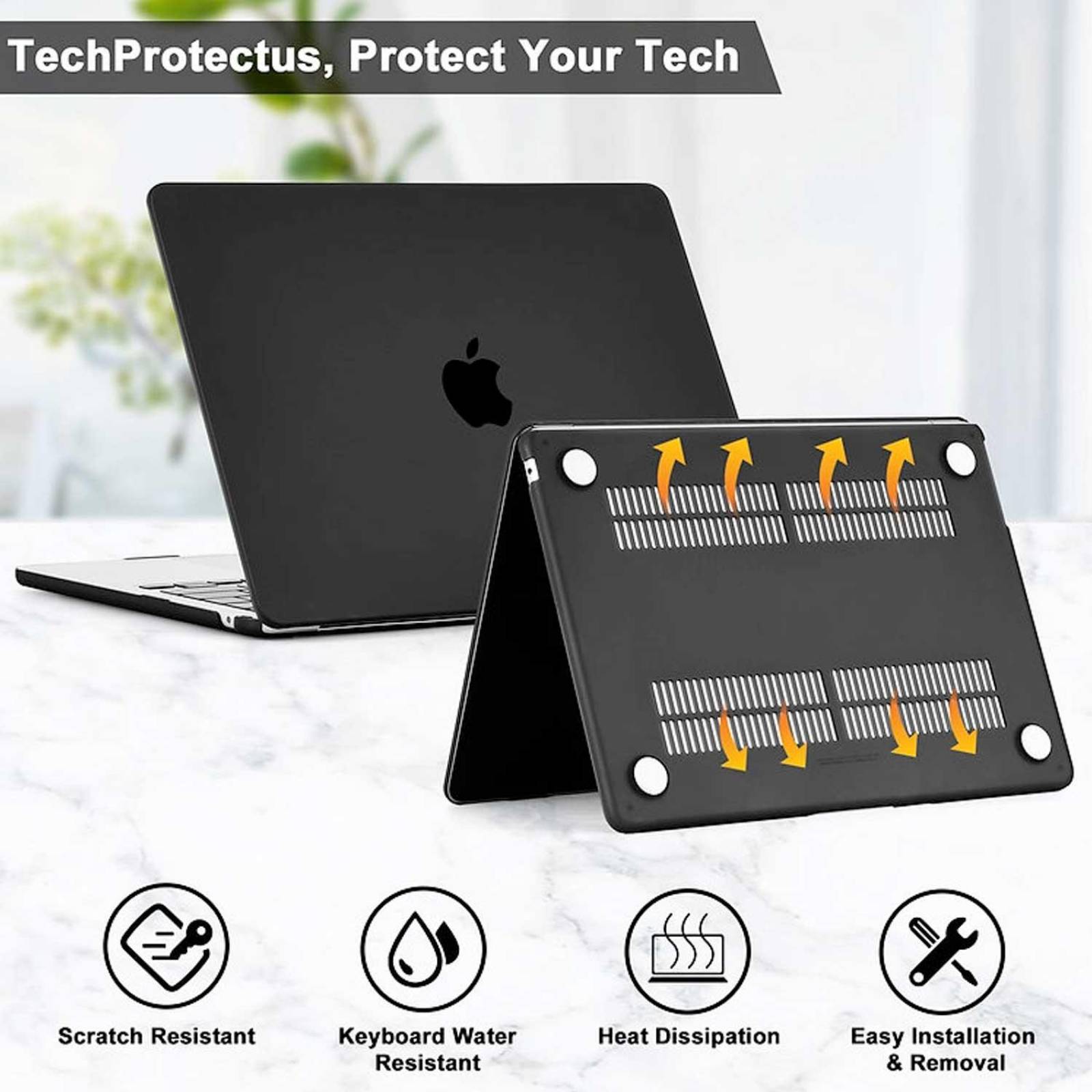 Funda TECHPROTECTUS para MacBook Air M2 Negra release 2022 A2681 