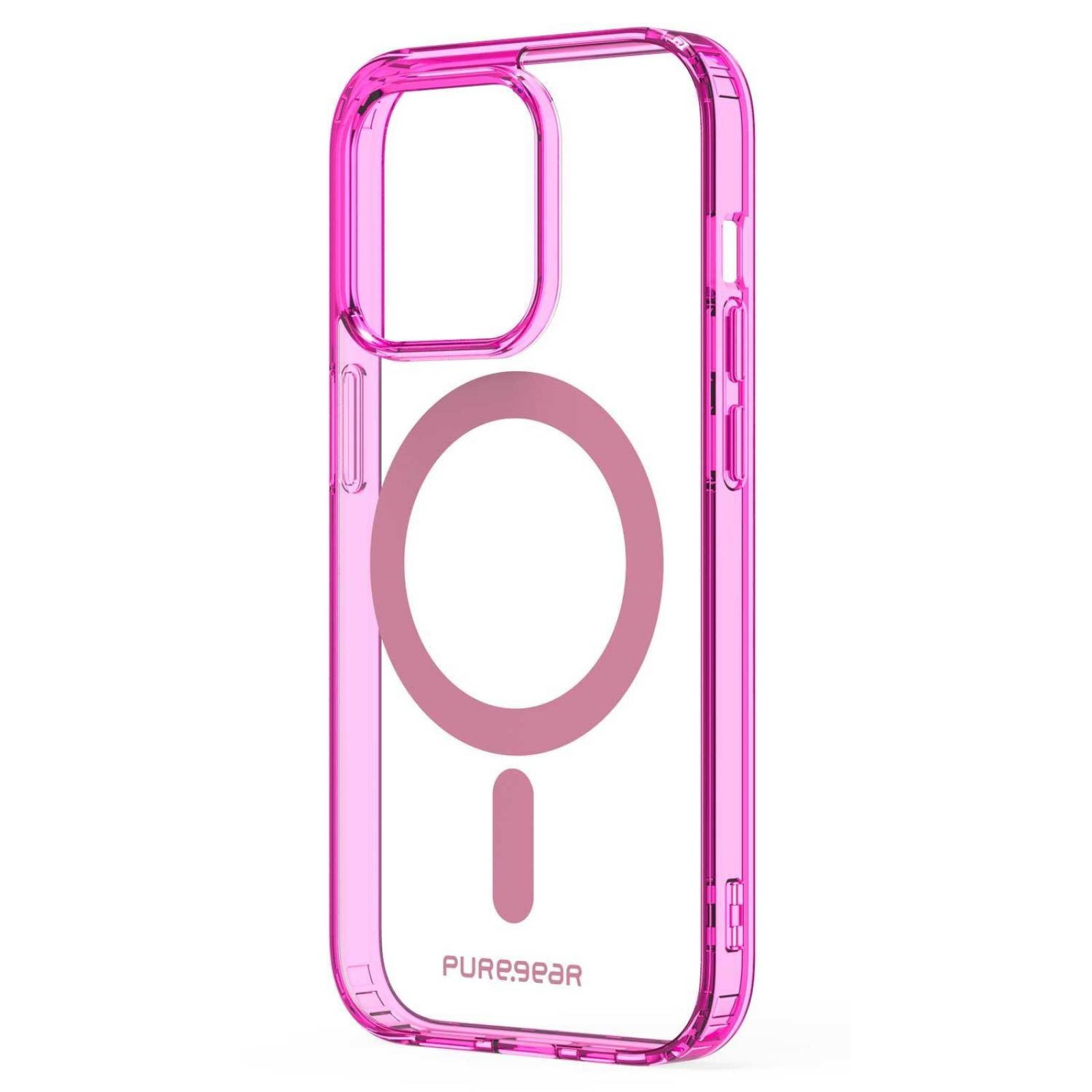Funda PUREGEAR Slimshell MagSafe para iPhone 14 PRO Rosa Transparente 
