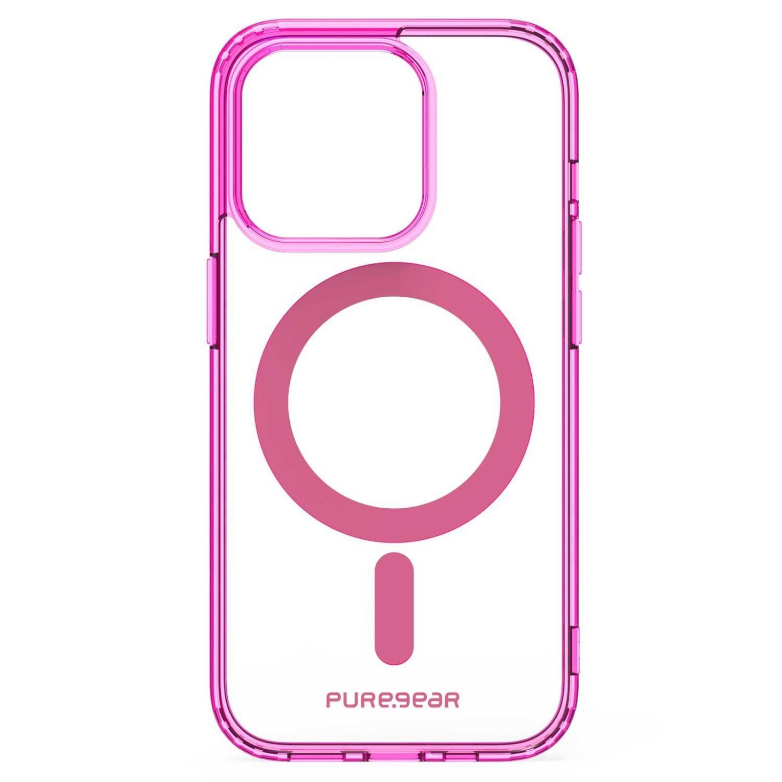 Funda PUREGEAR Slimshell MagSafe para iPhone 14 PRO Rosa Transparente 