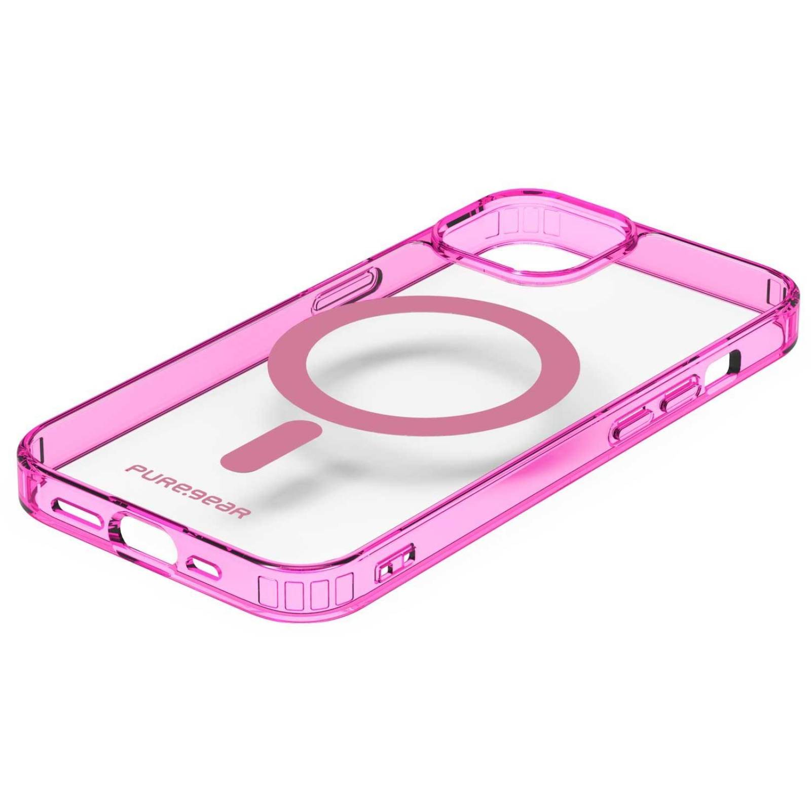 Funda PUREGEAR Slimshell MagSafe para iPhone 14 Rosa Transparente 