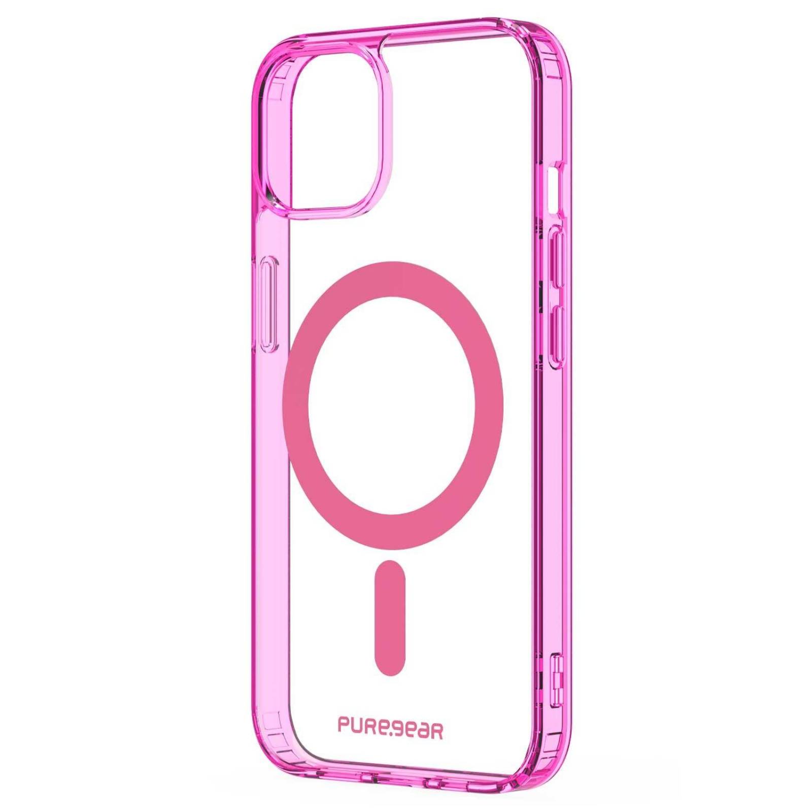 Funda PUREGEAR Slimshell MagSafe para iPhone 14 Rosa Transparente 